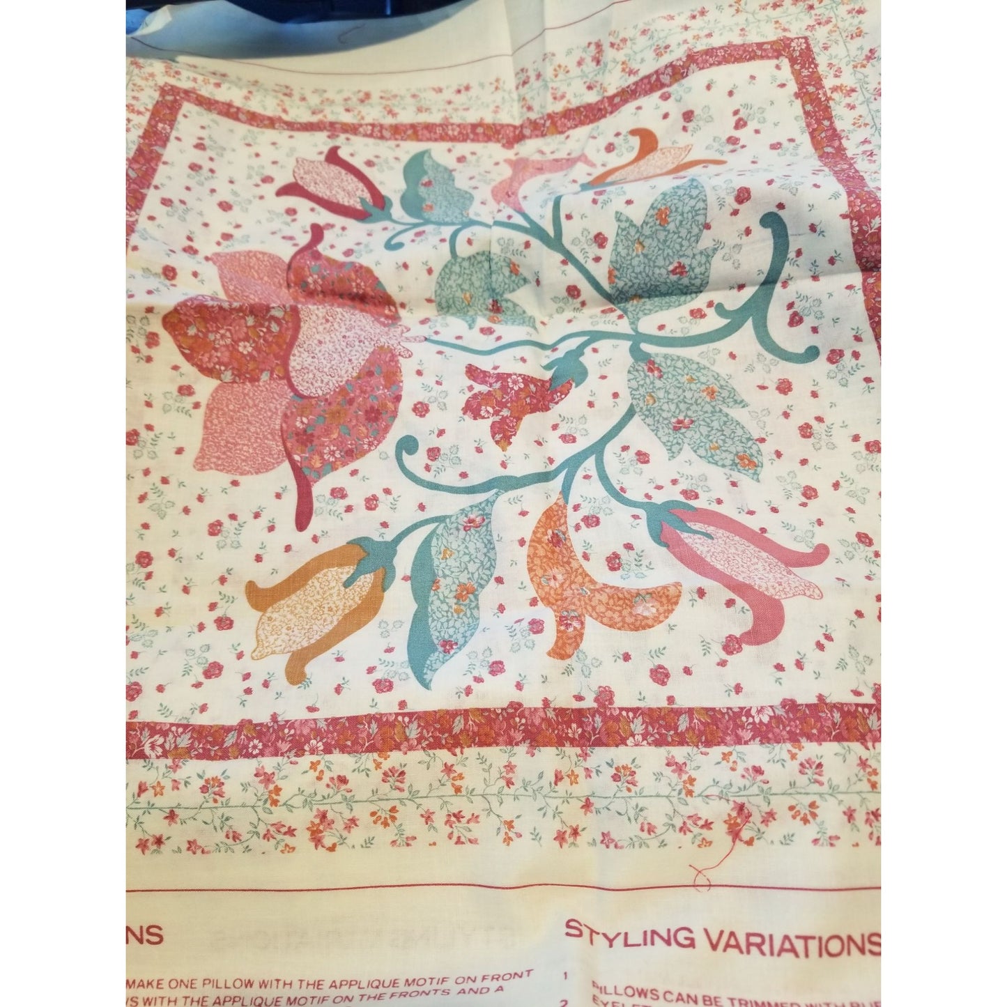 Material Fabric Pillow 4 panels 36" x 44" Cotton With Instructions Wamsutta OTC