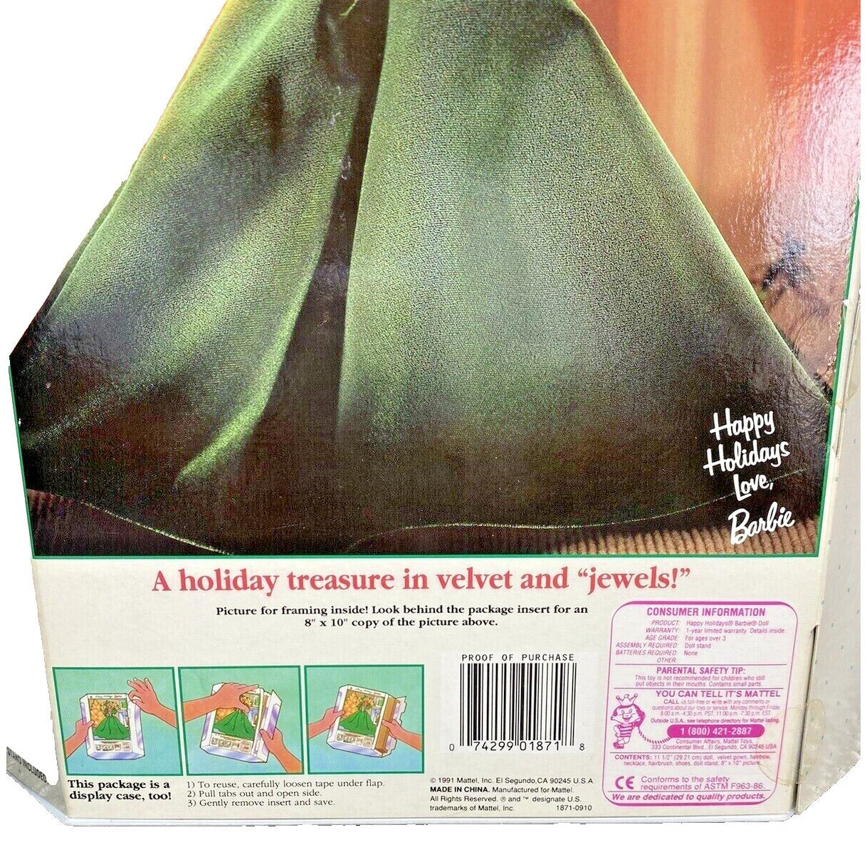 Vintage 1991 Happy Holidays Barbie Doll Christmas Special Edition Mattel #1871