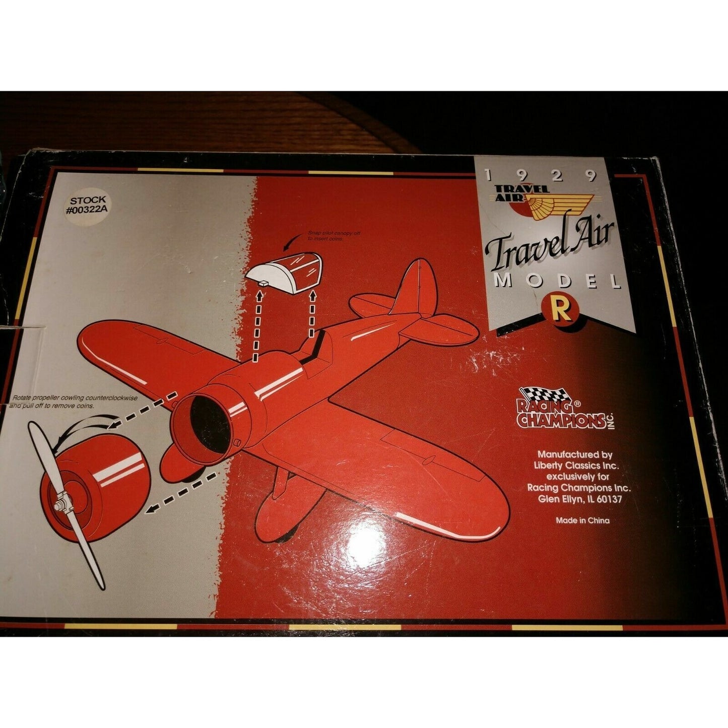 Racing Champions 1929 AC Delco Travel Air Model R Airplane Die Cast Bank #00322A