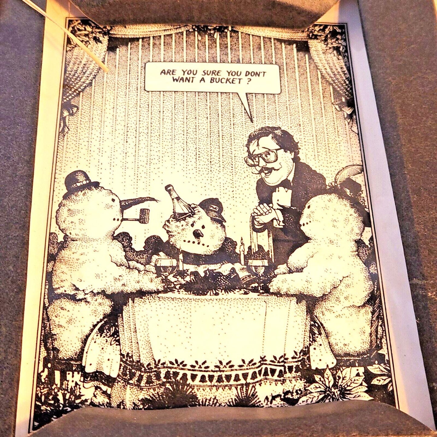 Wine Talk Plate Bears and Waiter Asks " Are you Sure You Don't Want a Bucket? "