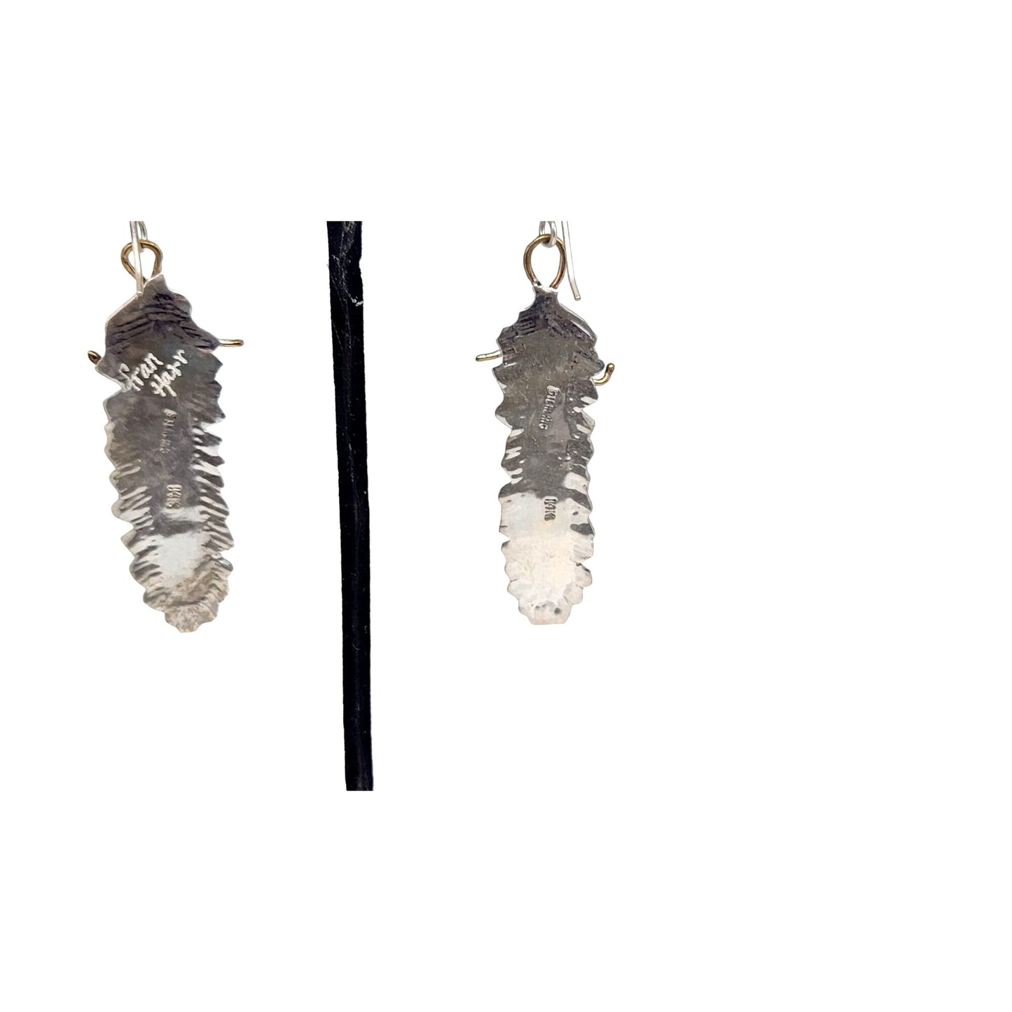 Earrings Peanutwood 10 gr Silver 925 Gold 14K Peanutwood 40mm x 5mm Frame 16mm x 50mm