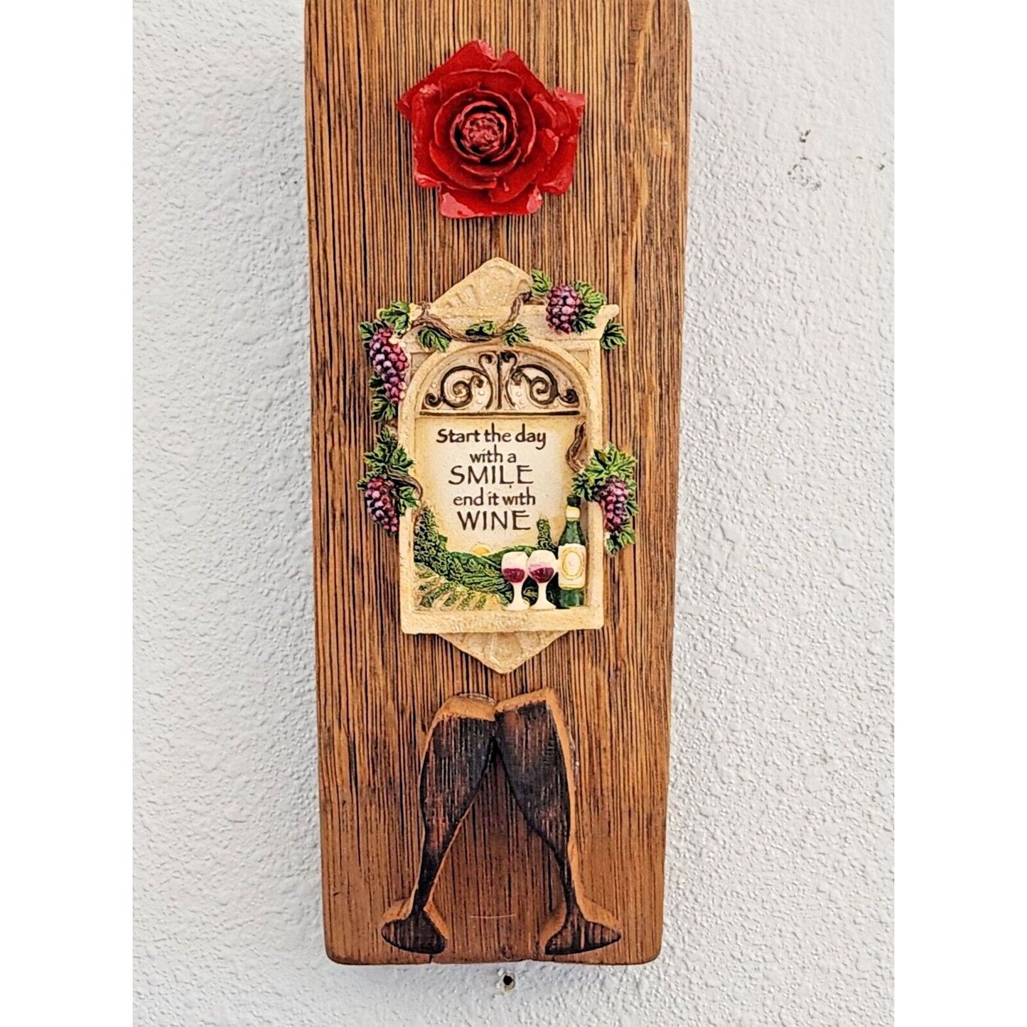 Wood Sign Wine Barrel Champagne Glasses Rose Ceramic Plaque Wine Stave Toasted