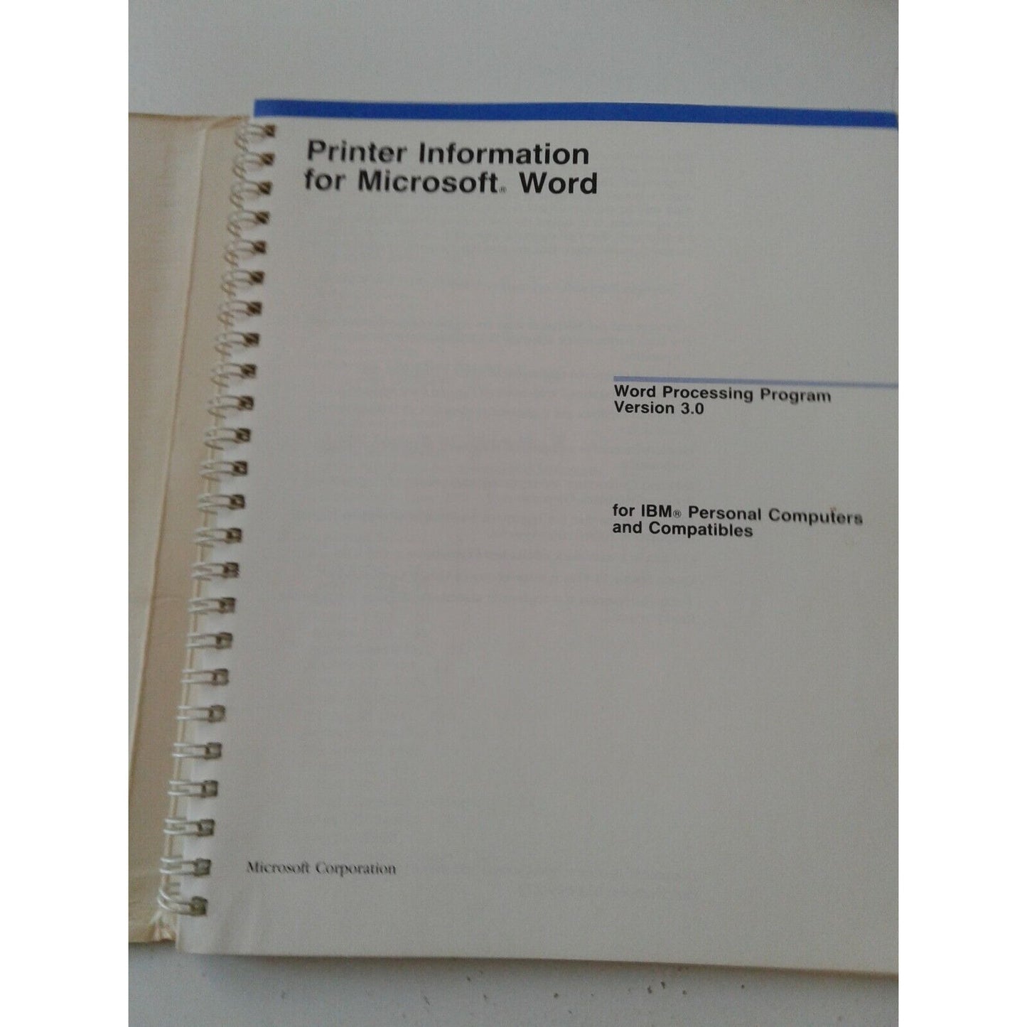 Microsoft Word Word Processing Program Printer Information 1986