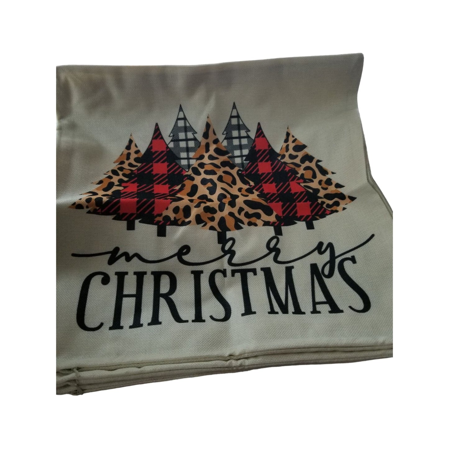 PSDWETS Christmas Holiday Pillow Covers 18" x 18" Zip Side Canvas Decor 4 piece Burlap Cotton