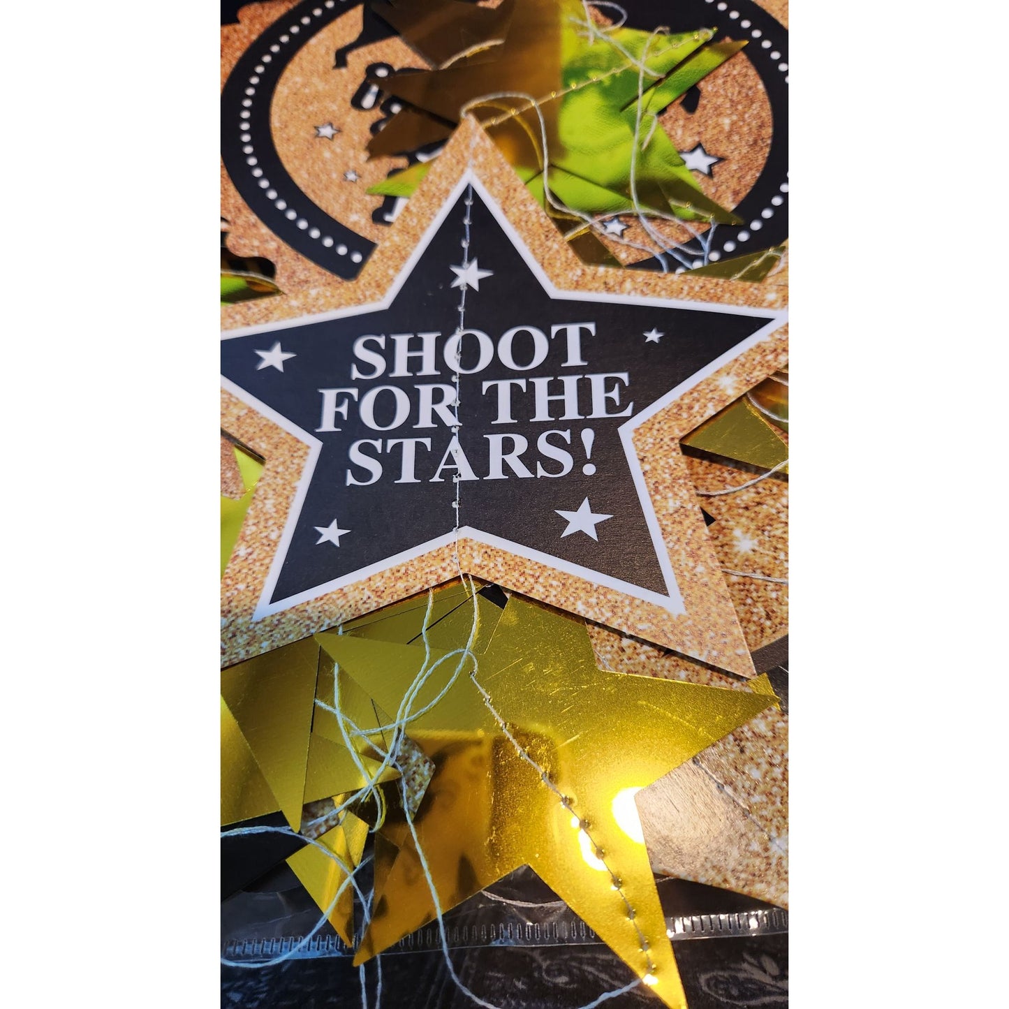 Graduation Banner 12 Signs Stars 2023 Gold Black White