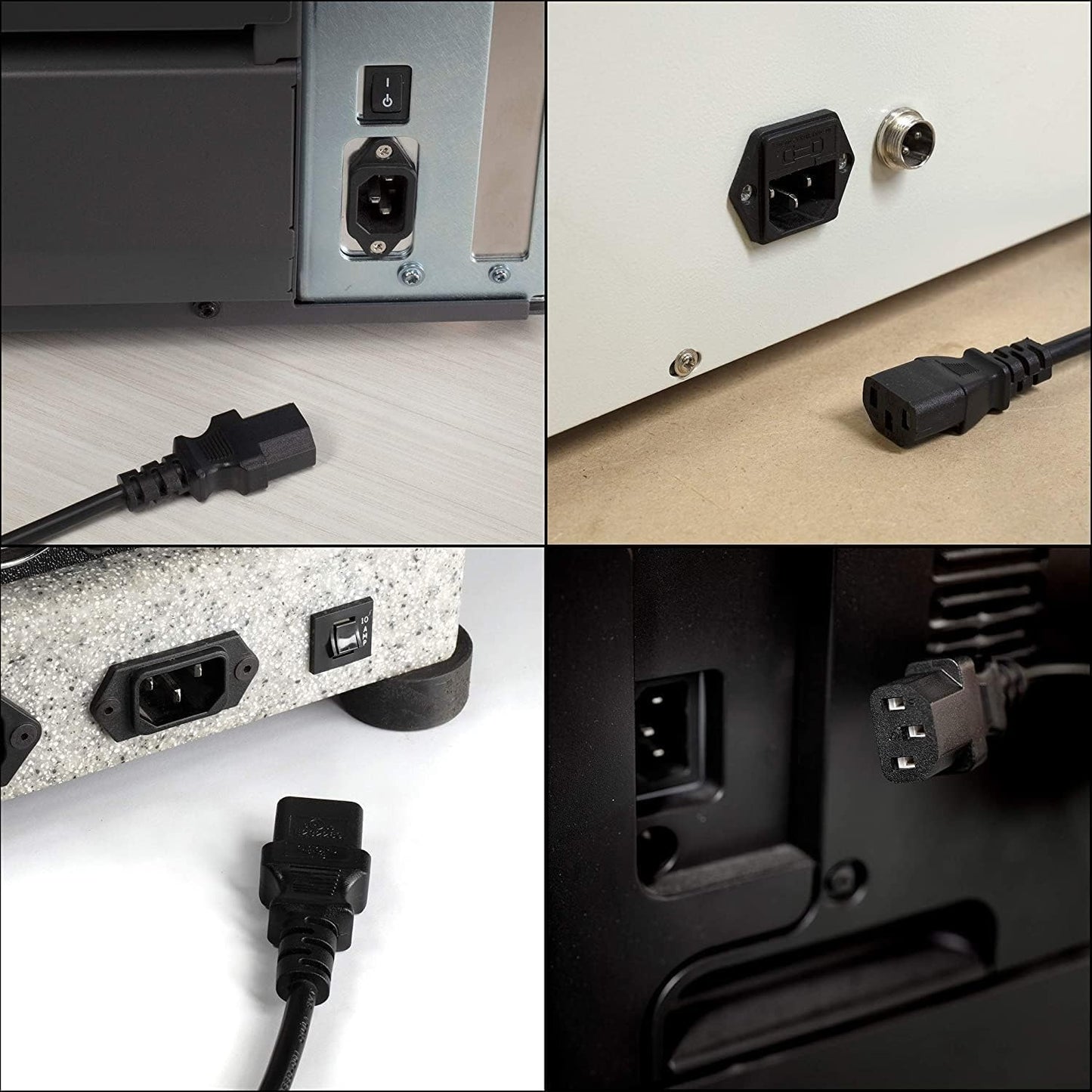 Plugrand 6 Feet, Black - 3 Prong AC Power Cable for Computer, Medical, Server, & Desktop - 6 ft Power Supply Cord - C13 Power Cord - NEMA
