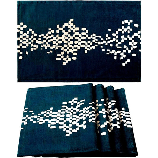 Vzaahu Placemats Set of 4-18 X 12 Cotton Place mats Peacock Blue, Coasters for Coffee Table, Spoon Rest, Dining Table Decor for Indoor, Chri