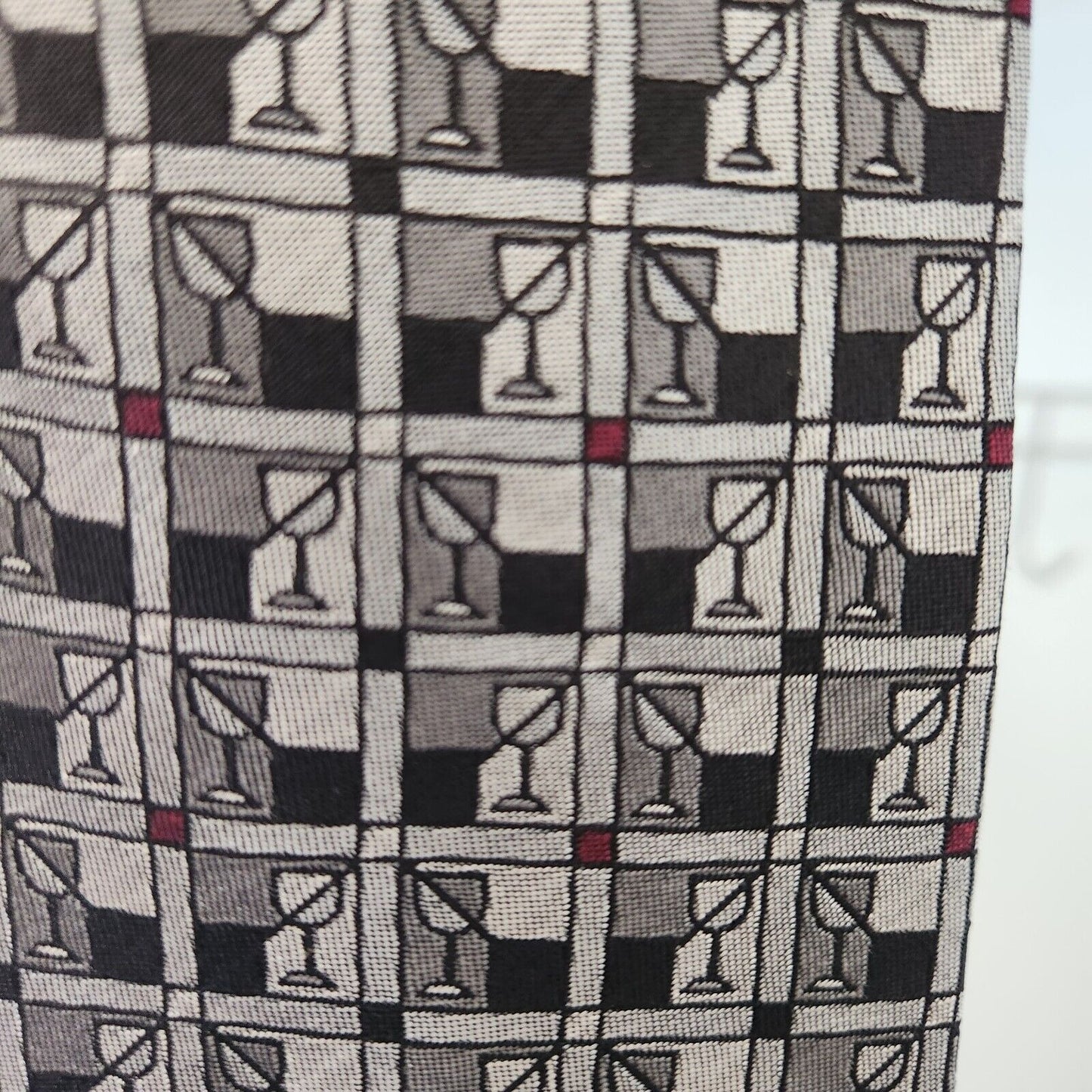 Silk Tie Brand Dino Carlotti Silver Stacked Wine Glasses 56" x 4" 100% Silk
