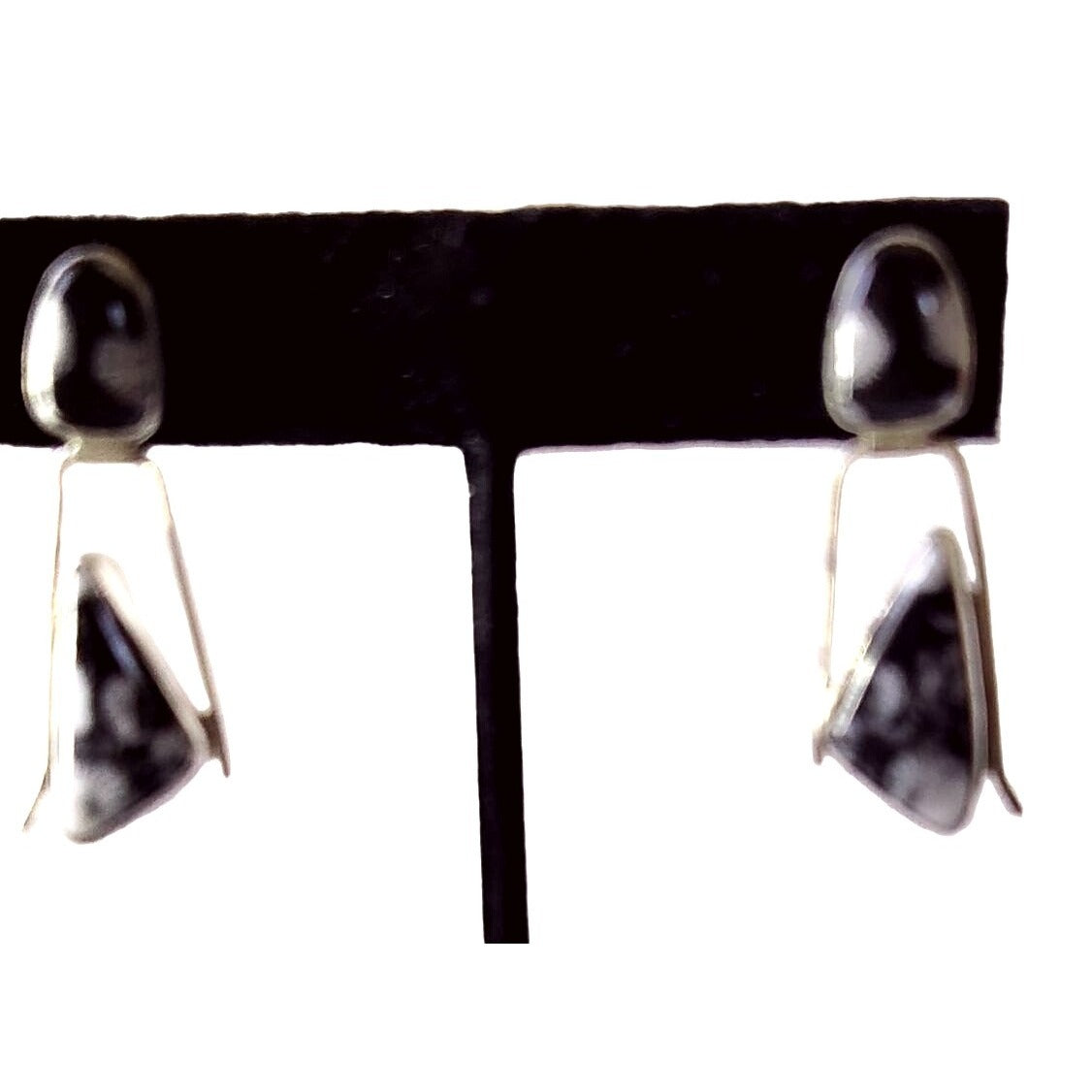 Earrings Orca Agate 925 Silver 7.4 Grams 2 Stone Hanging Post Earrings Top 12mm x 8mm Bottom Stone 20mm x 10mm 35mm x 15mm
