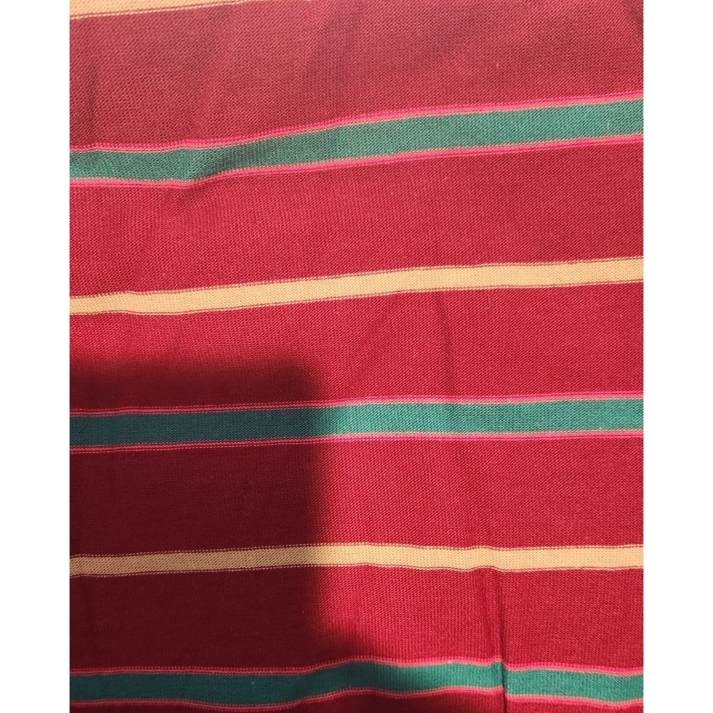 Material Red Green Yellow Stripe Polyester / Cotton 2 yards Fabric T-Shirt weight
