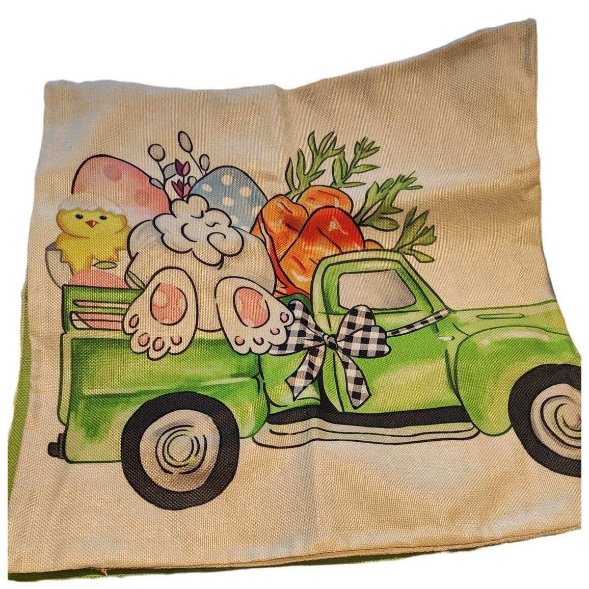Easter Pillow Covers Set of 4 Canvas With Zipper 18" Square