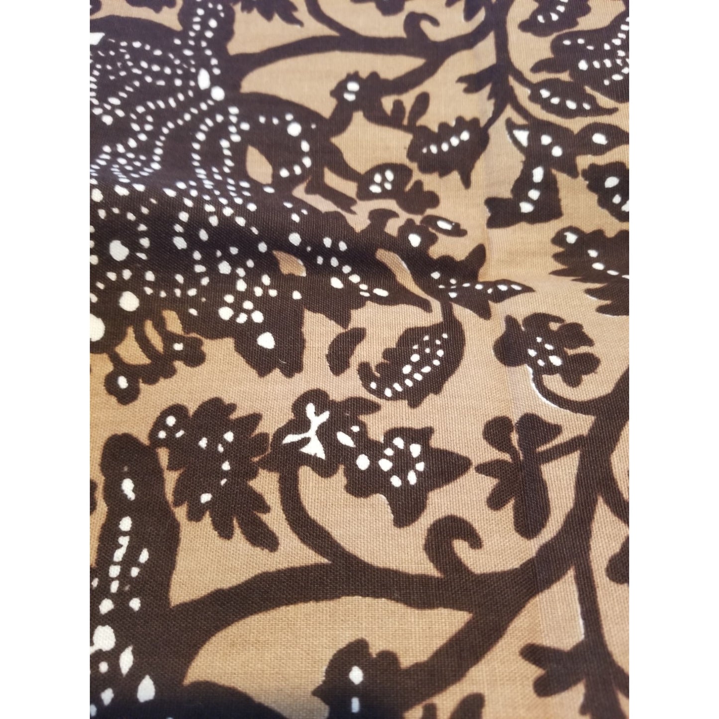 Material Fabric Brown White 100 % Cotton 2 yards 46' x 36" pieces Apr 1976