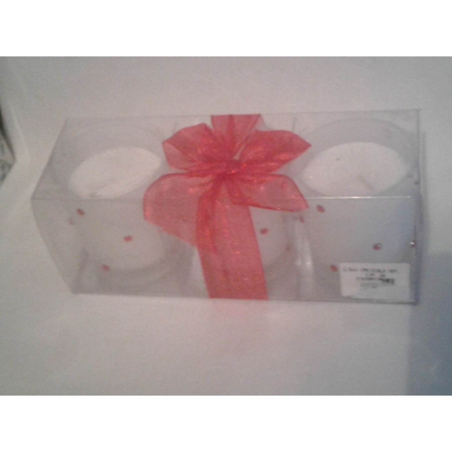 Candles White Red Rhinestones Votive  2 1/2 " Tall 2" Top Gift Box Set of 3