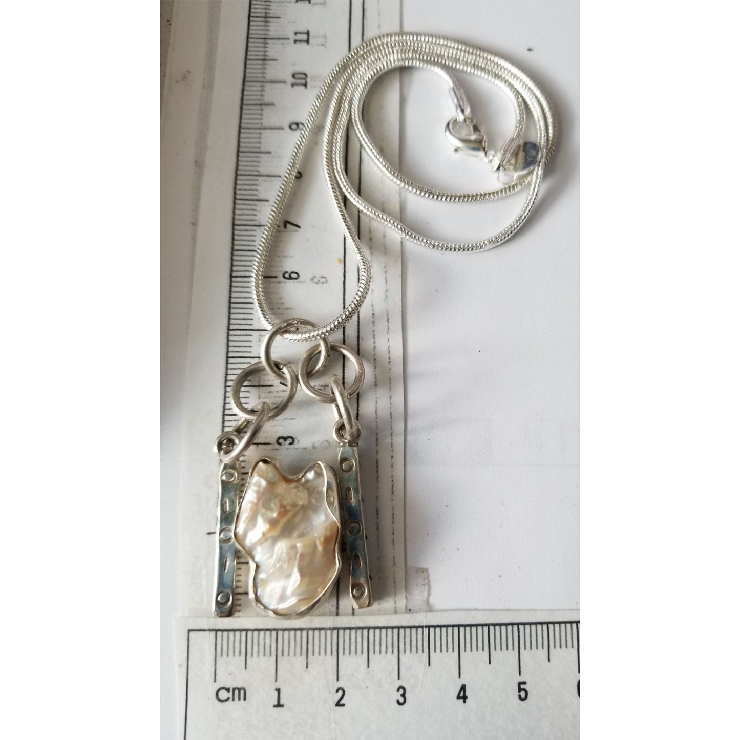 Necklace Baroque Pearls 2.5 cm x 1.5 cm 18" Chain 13.1 gr Pendant 5 cm x 3 cm P00005 Bin 1