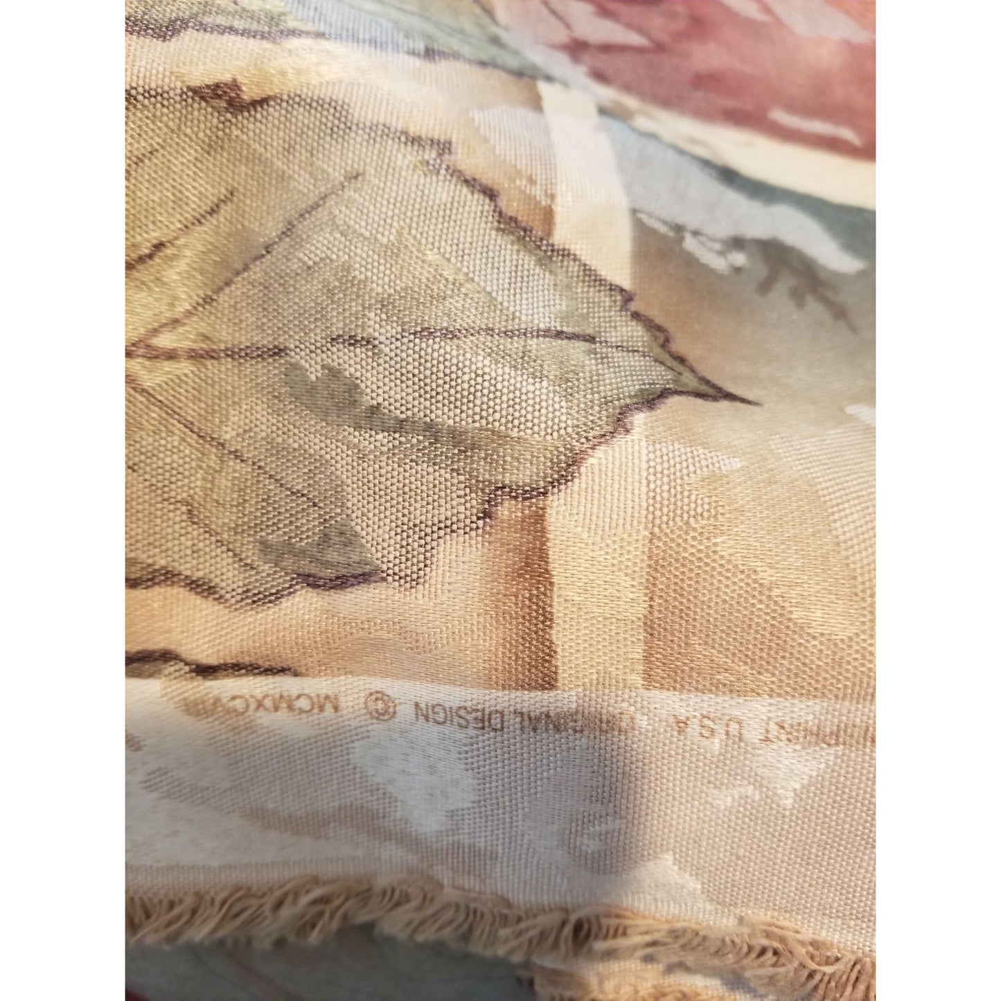 Material Fabric Brown Gold Grey 56" x 112" Heavy Fabric Transprint  1998