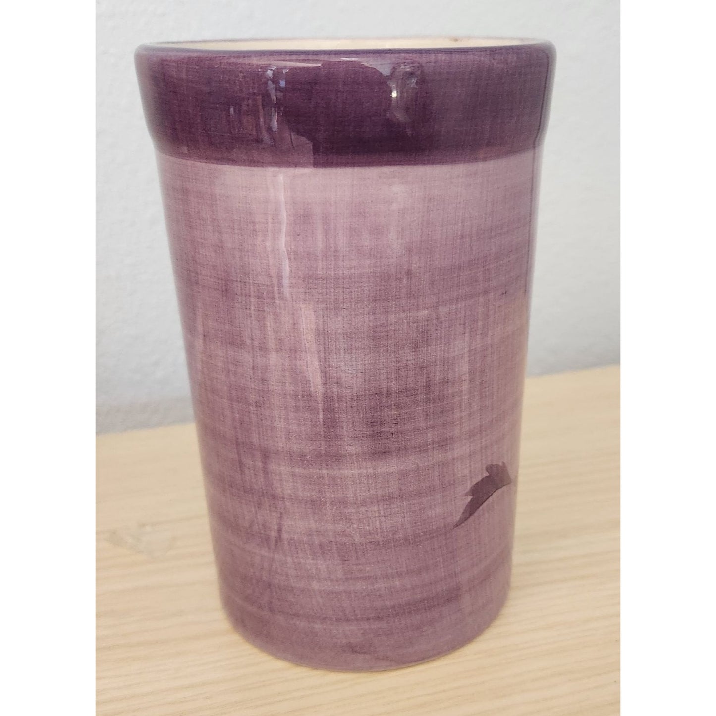 Wine Bucket Ice Ceramic Hand Painted Glazed Grape Cluster Design 6 " Wide 8" Tall