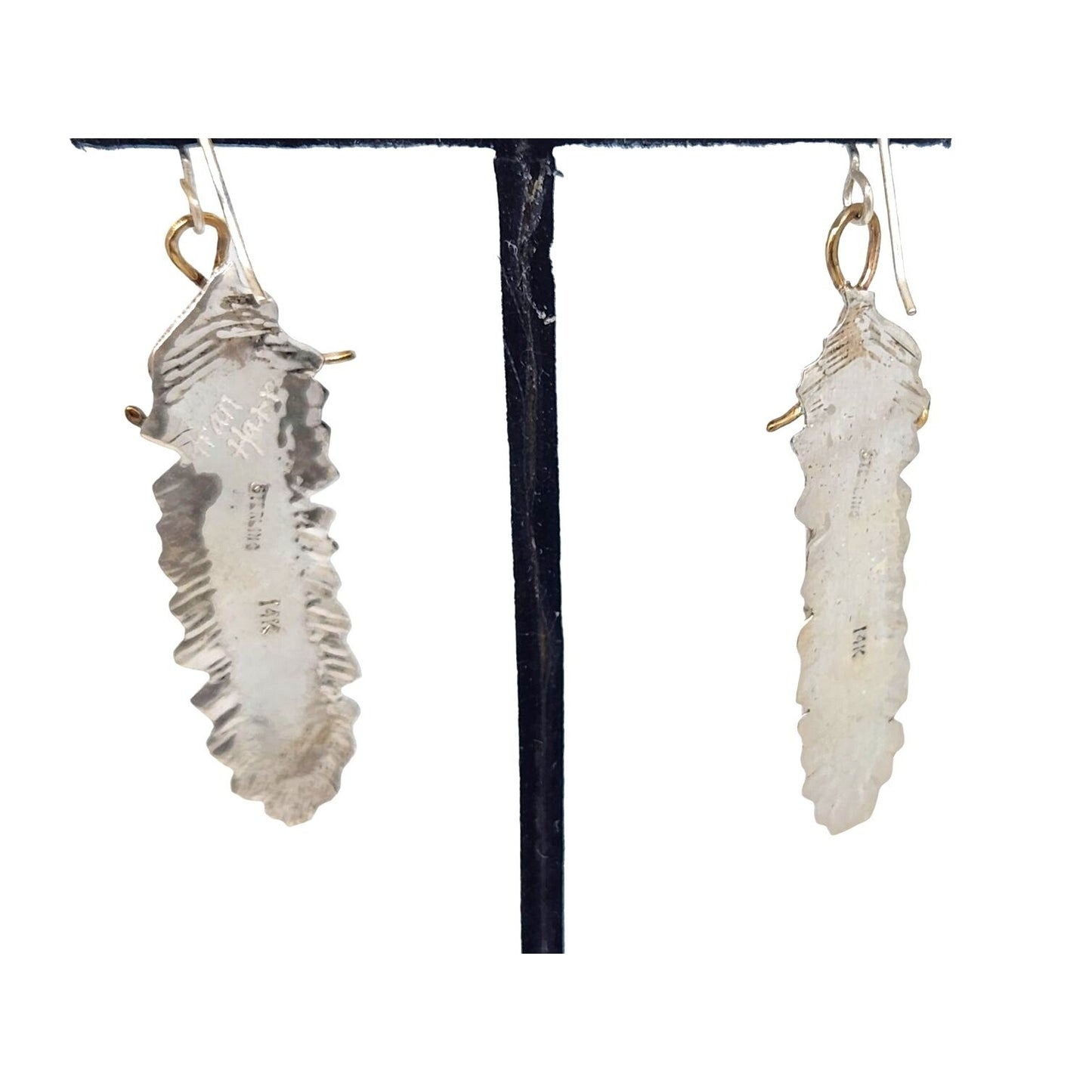 Earrings Peanutwood 10 gr Silver 925 Gold 14K Peanutwood 40mm x 5mm Frame 16mm x 50mm