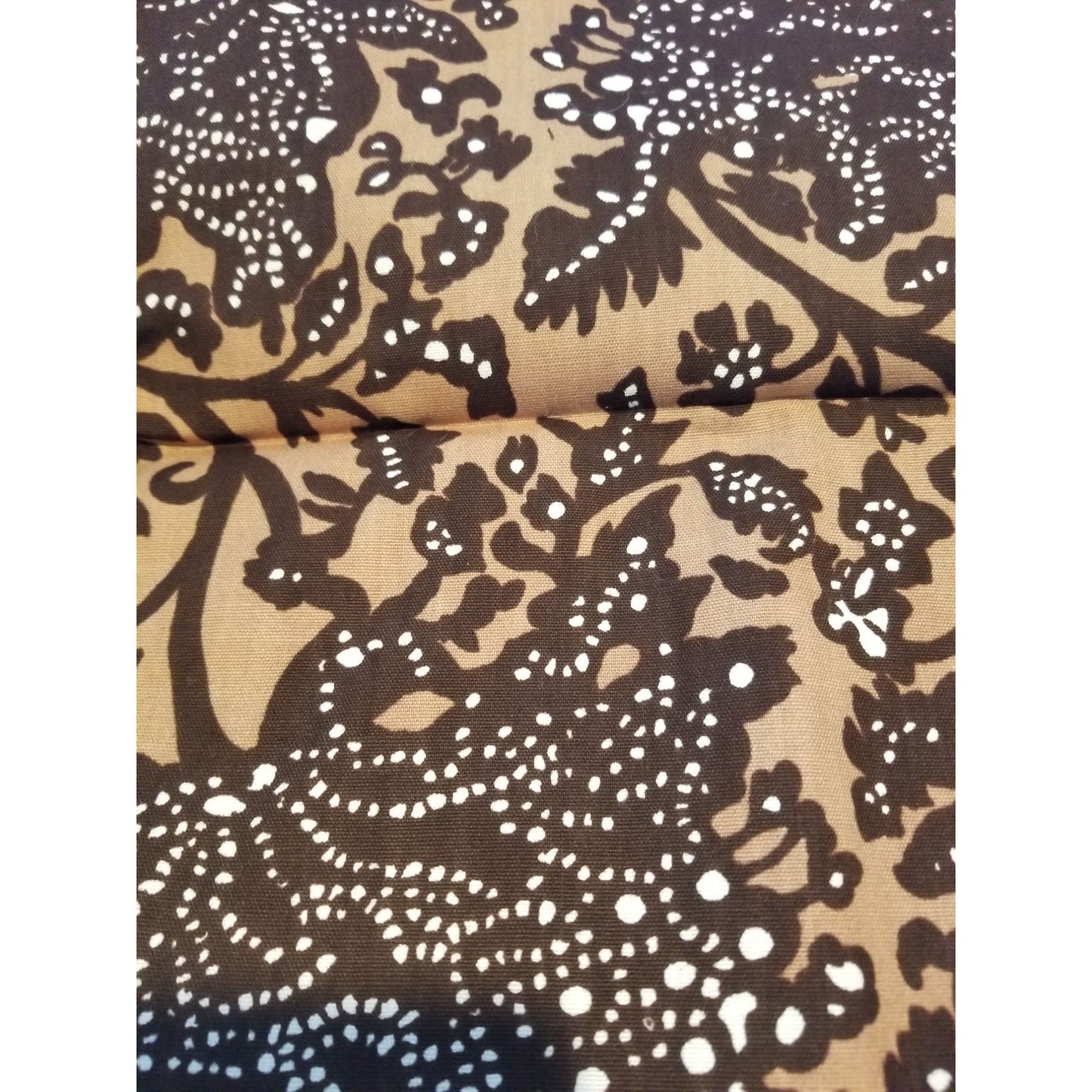 Material Fabric Brown White 100 % Cotton 2 yards 46' x 36" pieces Apr 1976