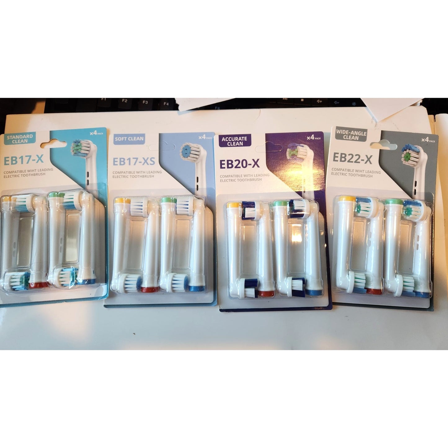 4 packs Replacement Toothbrush Heads Compatible 1 pack each EB17-X, EB17-XS , EB20x, EB22X Professional Electric Toothbrush Heads