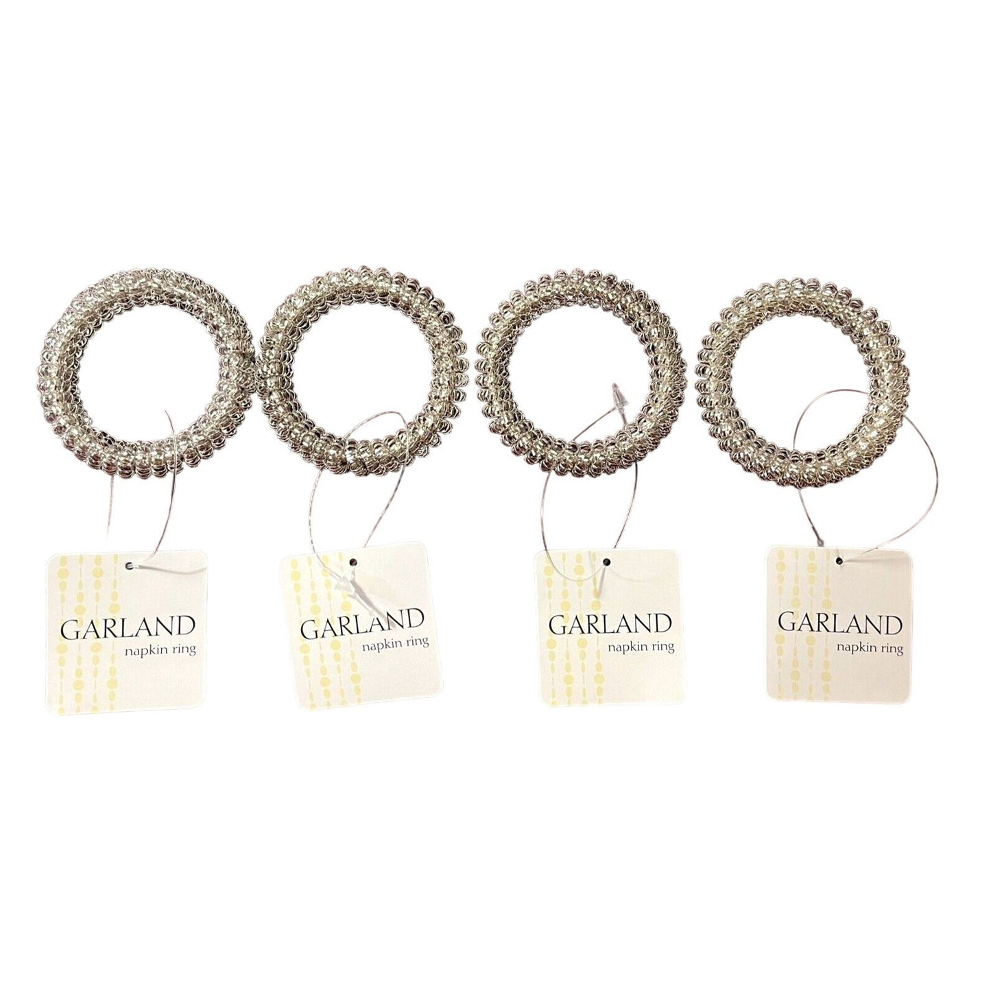 Set of 4 Silver Sparkle Garland Napkin Rings ~ Town & Country