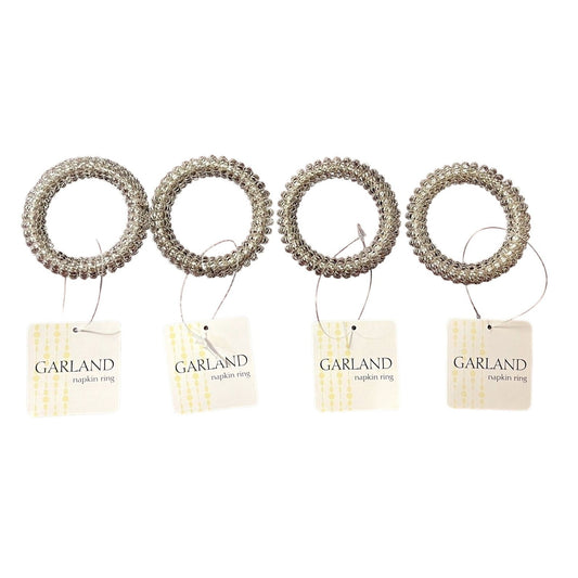 Set of 4 Silver Sparkle Garland Napkin Rings ~ Town & Country