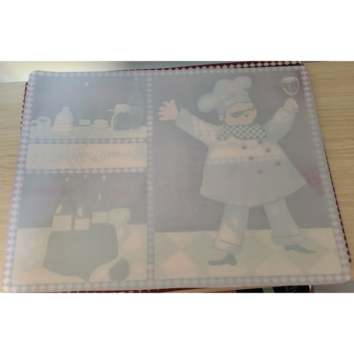Home Store Chef Wine Bottle Bueno Appetite Plastic Placemat Set of 4 18" x 12"