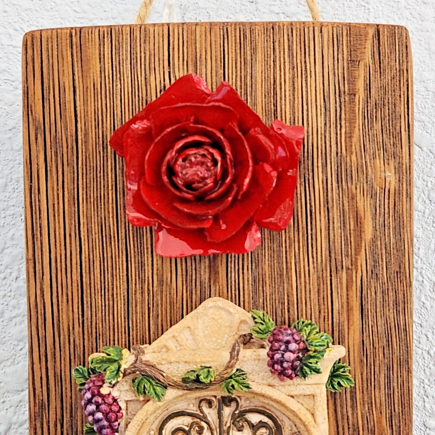 Wood Sign Wine Barrel Champagne Glasses Rose Ceramic Plaque Wine Stave Toasted