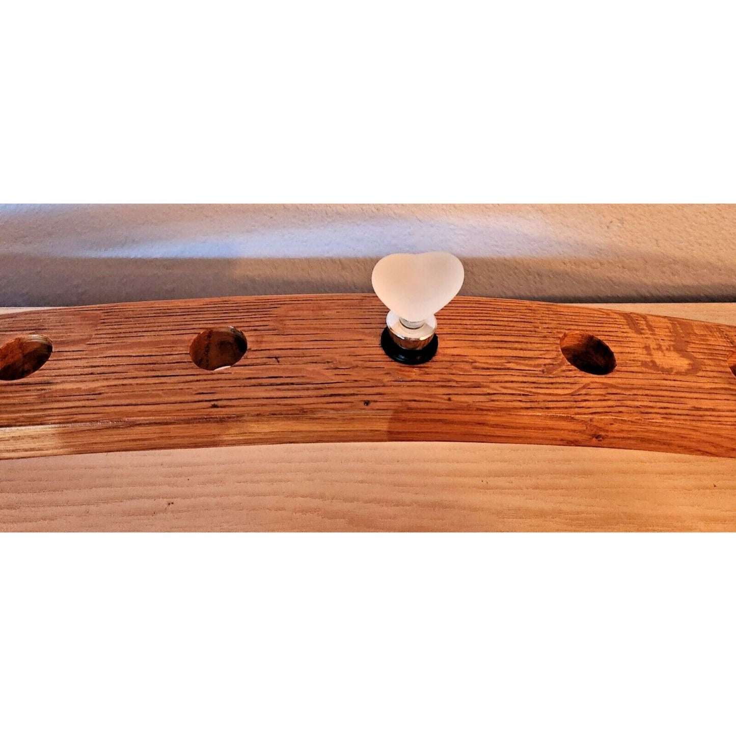 Wine Barrel Bottle Stopper Holder 9 Holes Display Heart 34 " x 2 1/2" x 3 "