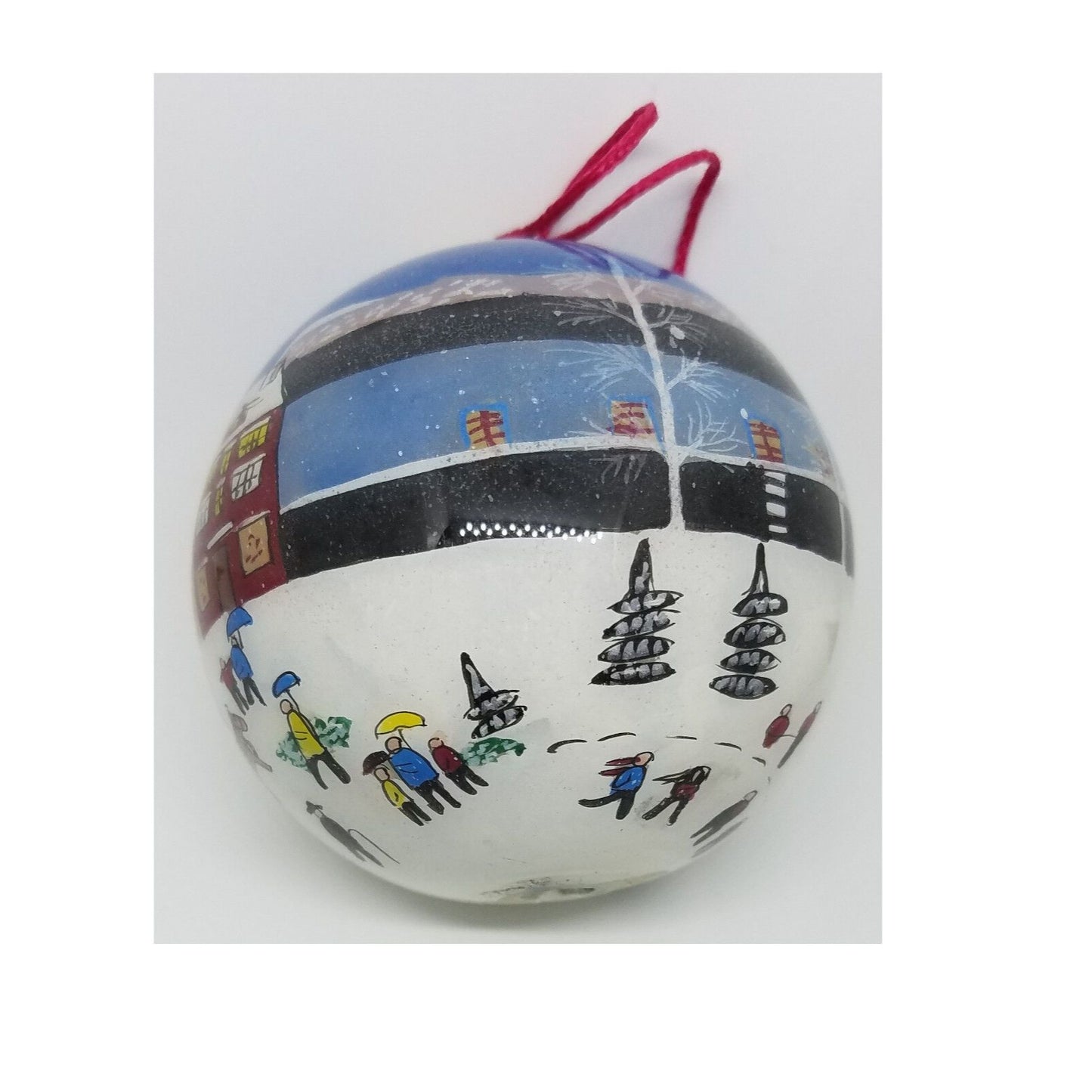 Ornament Hand Painted Glass Ball Snow Village Gaul Searson Limited San Francisco
