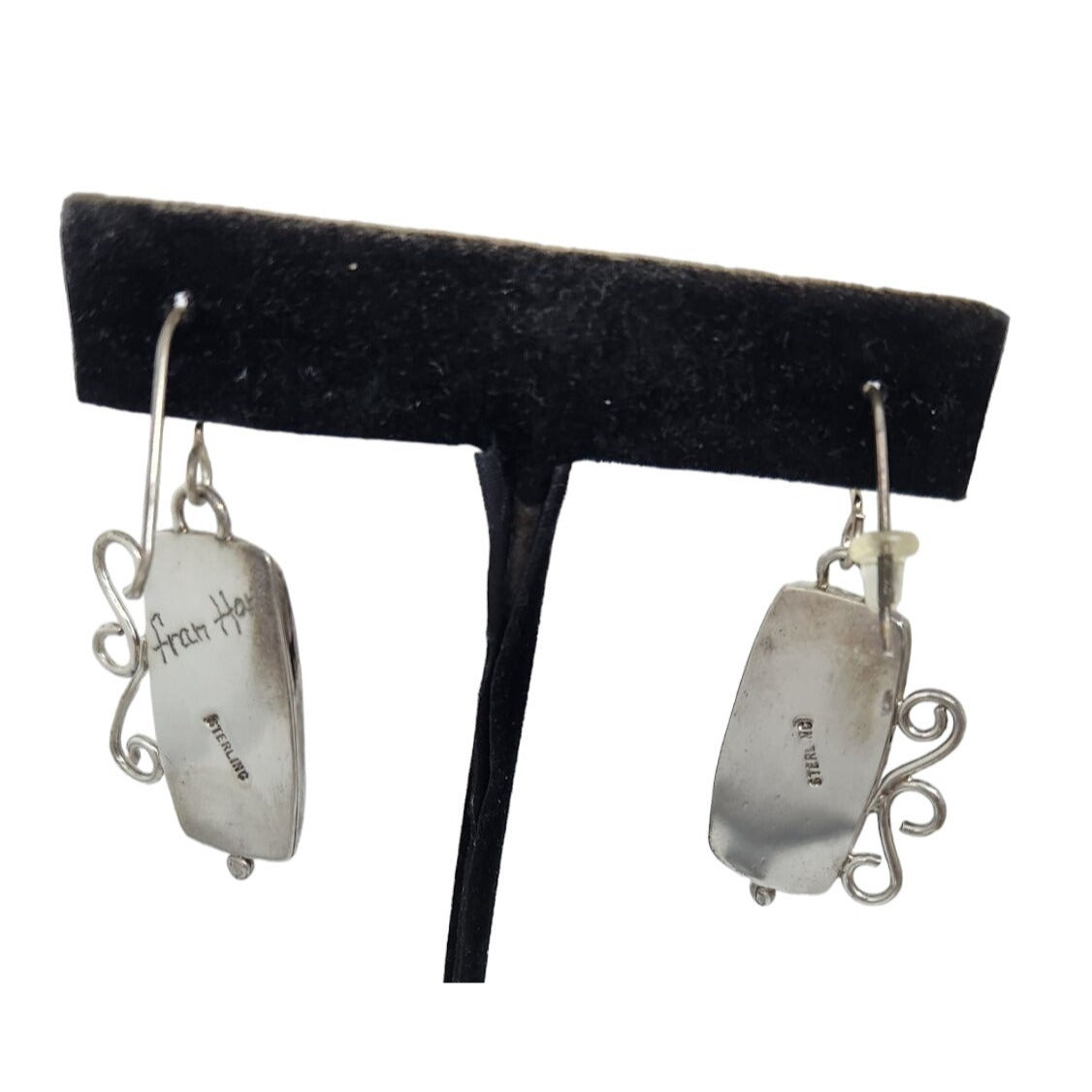 Imperial Agate Earrings 8.8 Gr 925 Silver 35mm x 20mm Silver Hooks Jerry & Fran Harr