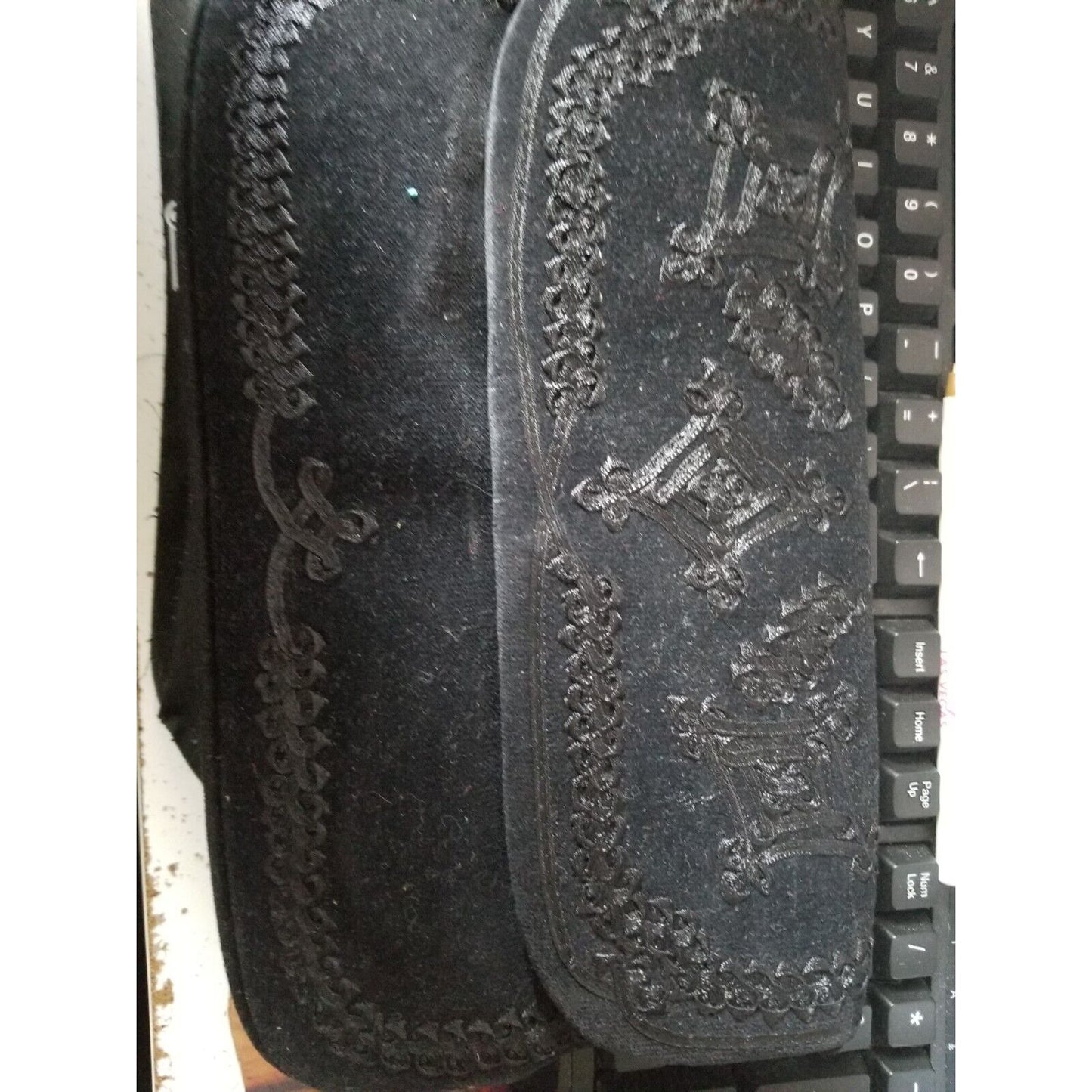 Oasis Black Purse Clutch With Short Strap Tassels Velvet Feel