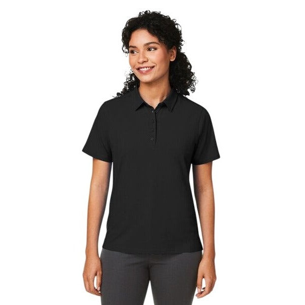 Polo Shirt Black Short Sleeves Devon Jones 100% Organic Cotton Size Large 3 Button