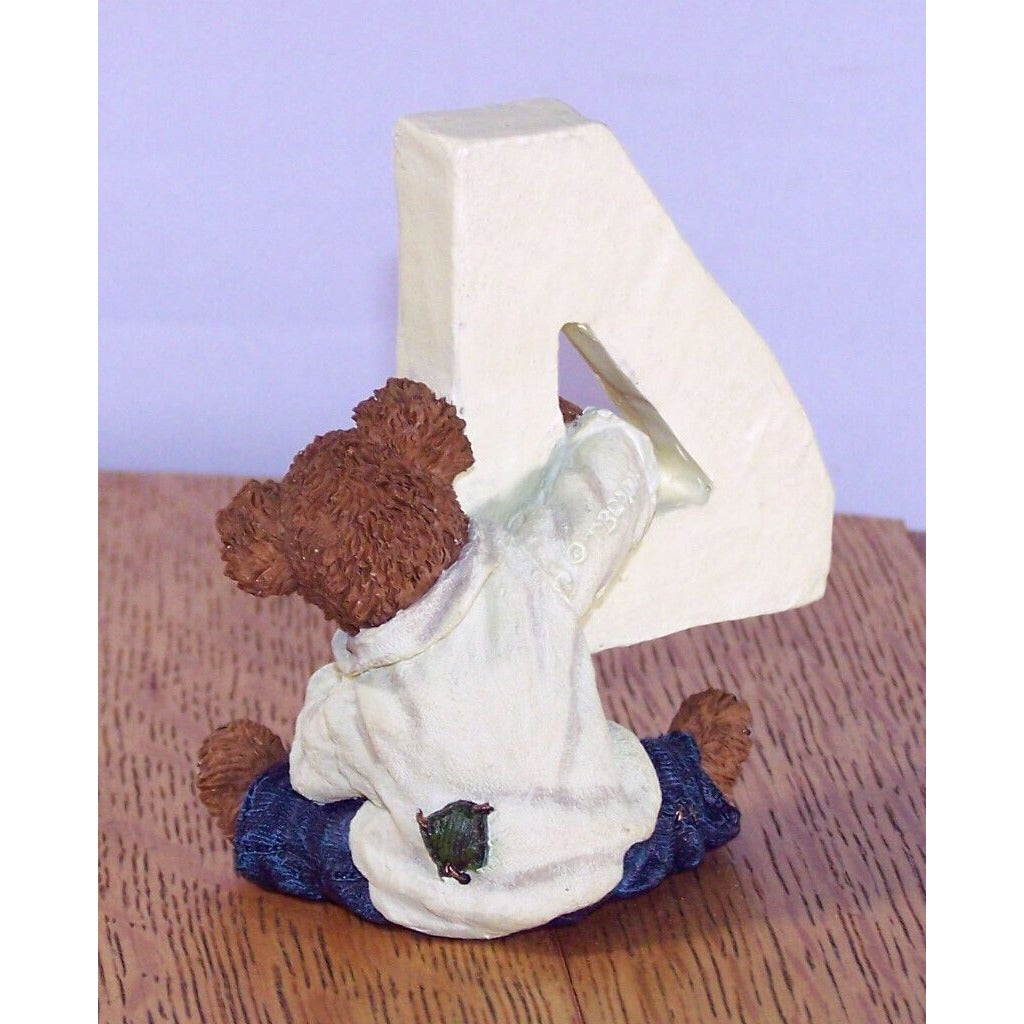 Boyds Bears Bearston # 4 Birthday Bear Collection Bear Peeking out Behind # 4