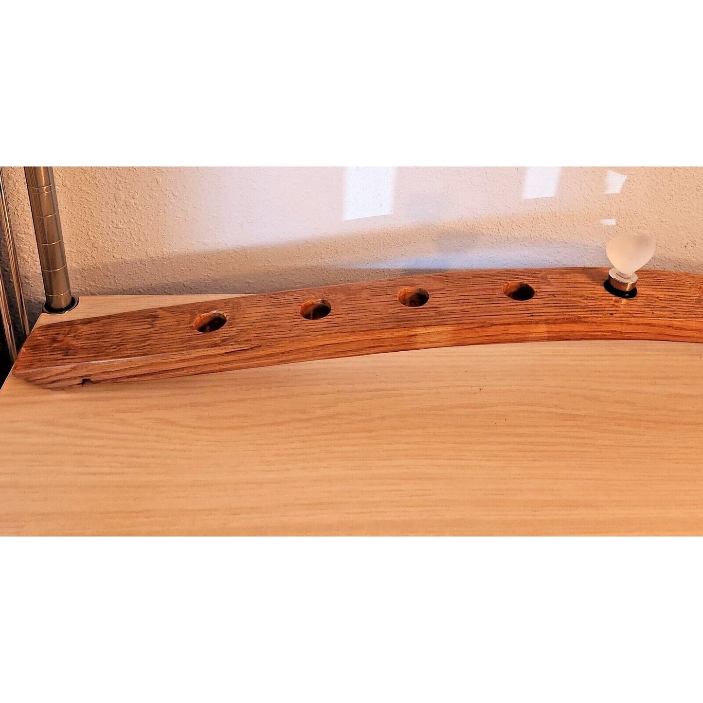 Wine Barrel Bottle Stopper Holder 9 Holes Display Heart 34 " x 2 1/2" x 3 "