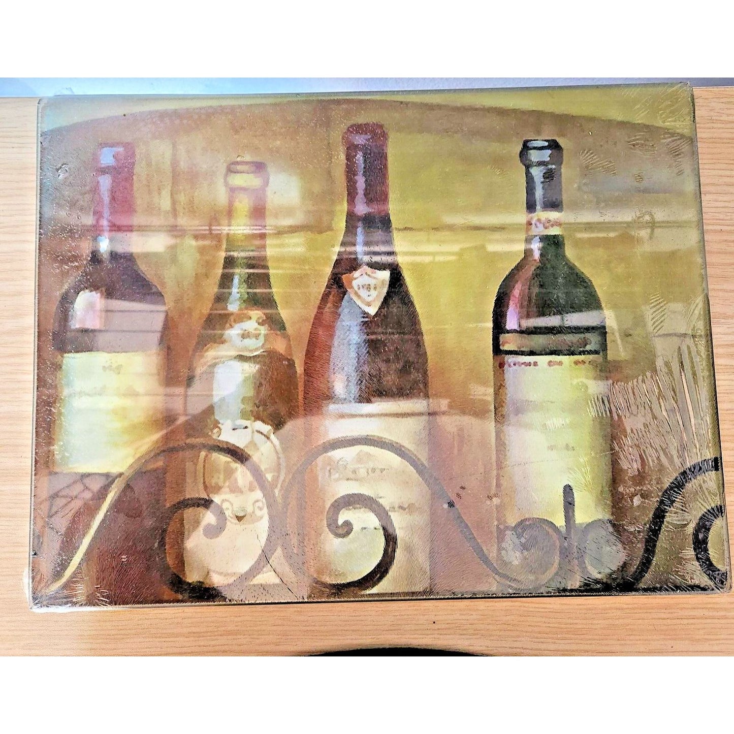 Anchor Tempered Glass Cutting board Wine Bottles   14 " x 8 "