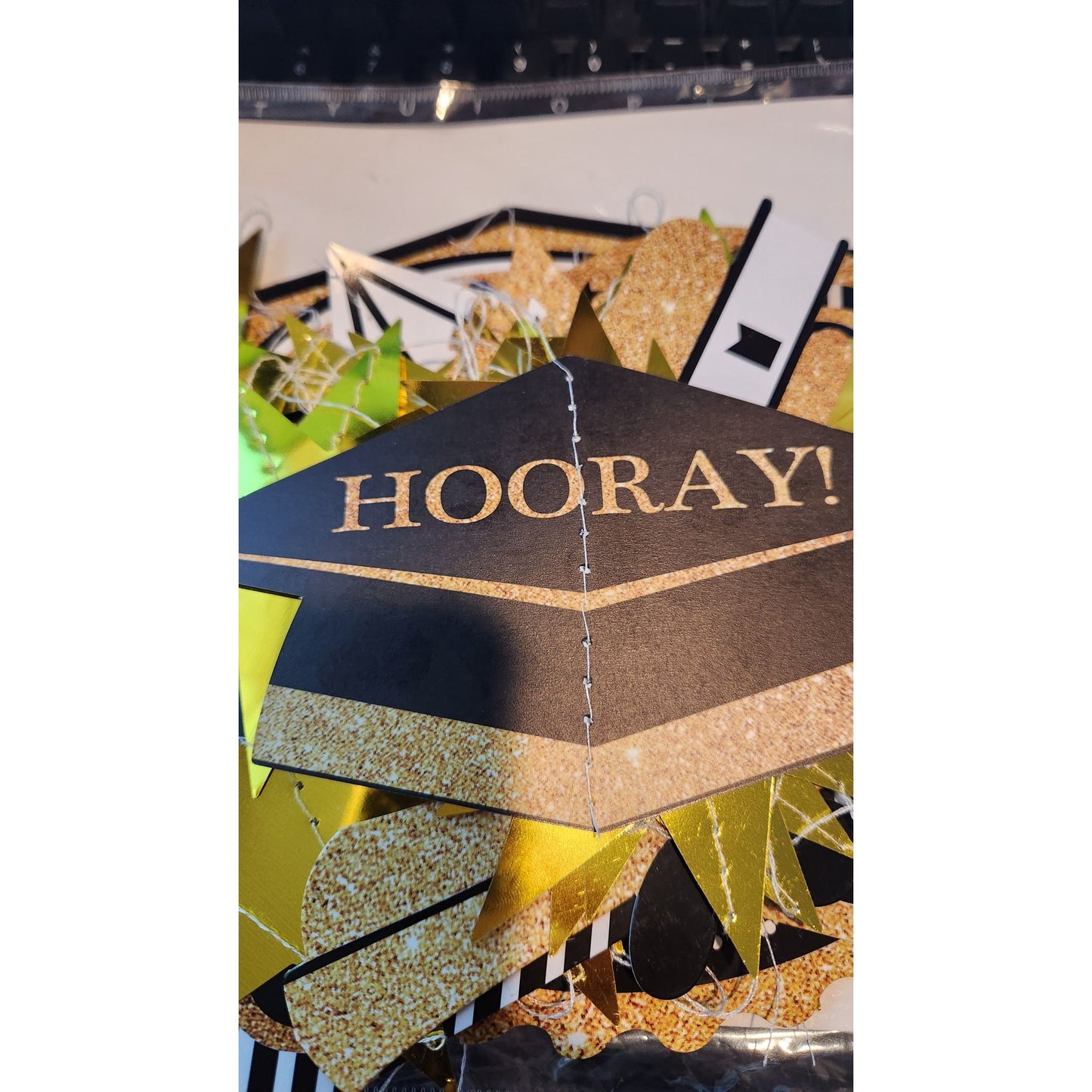 Graduation Banner 12 Signs Stars 2023 Gold Black White