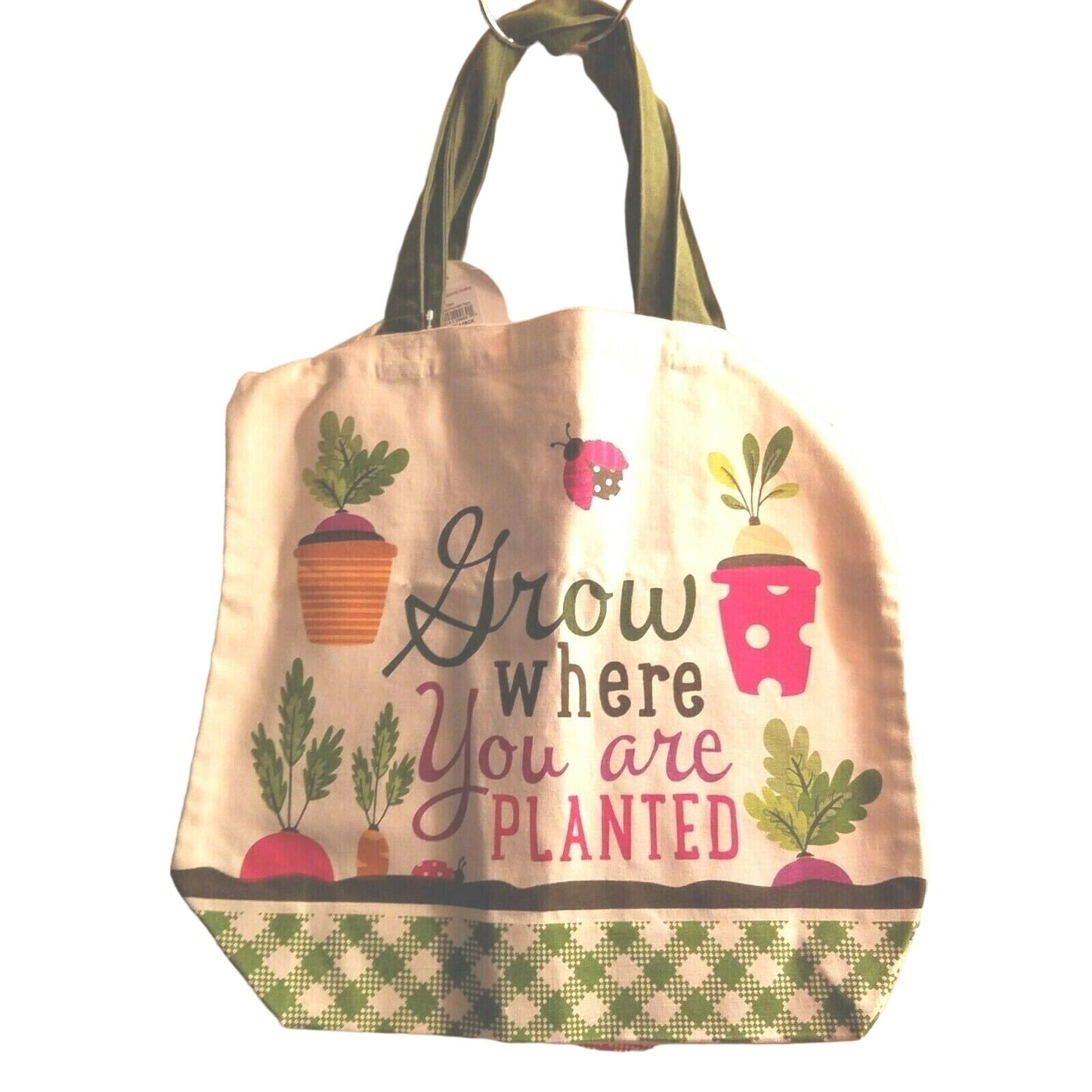 Bags Canvas Shopping Set 2 Canvas Say "Grow outside and Play" " Grow where you are Planted"
