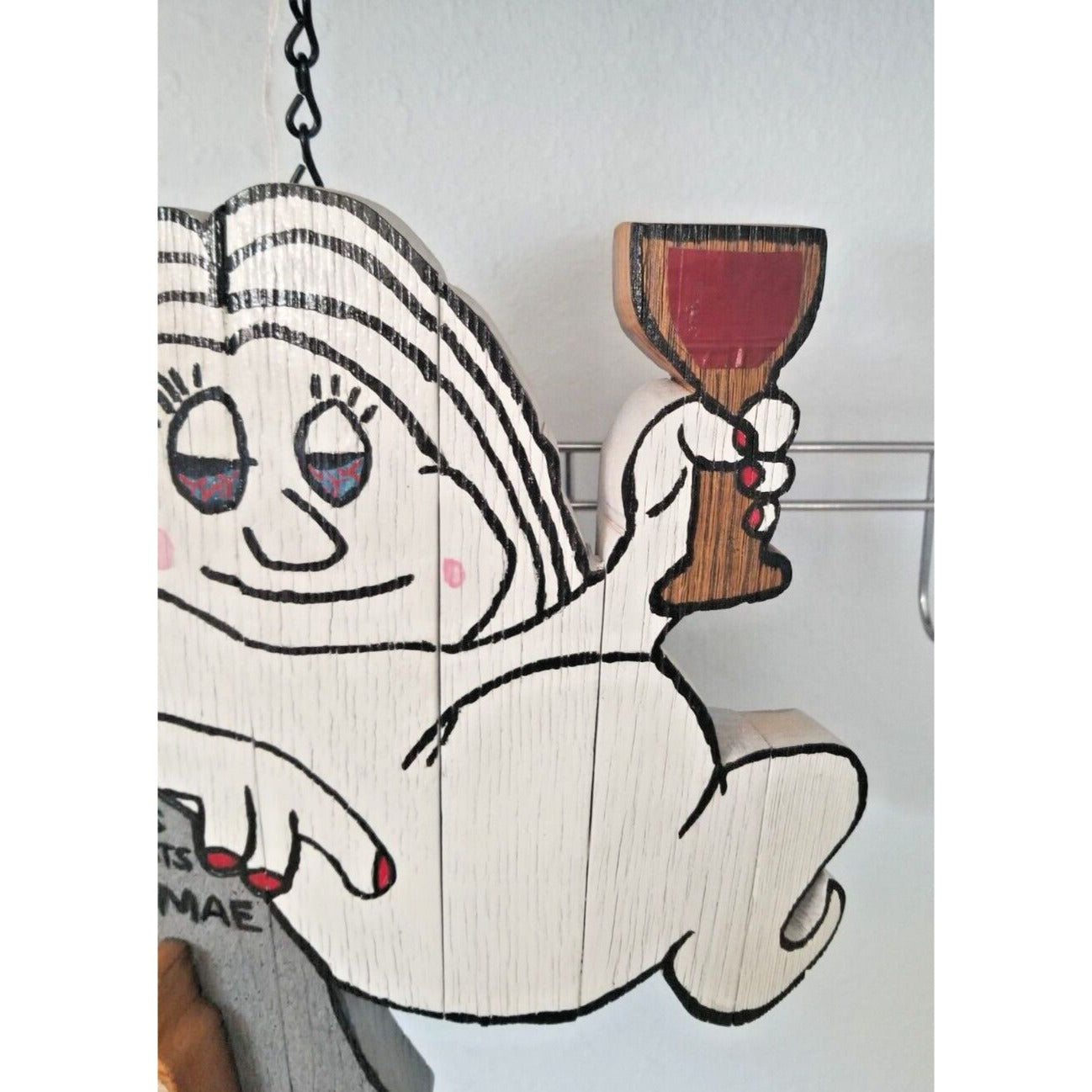 Wood Sign Halloween Wasted Mae Wine Bottle Ghost Red Wine Glass Stave Hanging