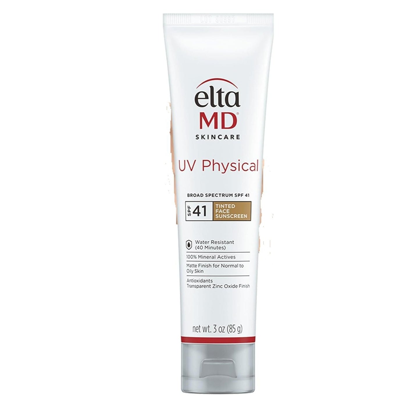 EltaMD UV Physical Tinted Sunscreen for Face, SPF 41 Tinted Sunscreen, 100% Mineral Active Sunscreen, 3.0 oz Tube