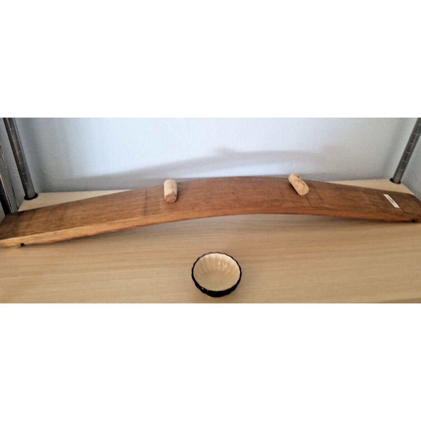 Wine Stave Sushi Tray Brown Dipping Bowl Cork Feet 34" x 3 1/2 " x 2"