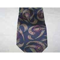 Tie Brown Blue Red Abstract Lilly Dache` Made in USA Silk 57 " L 3 1/2 " W