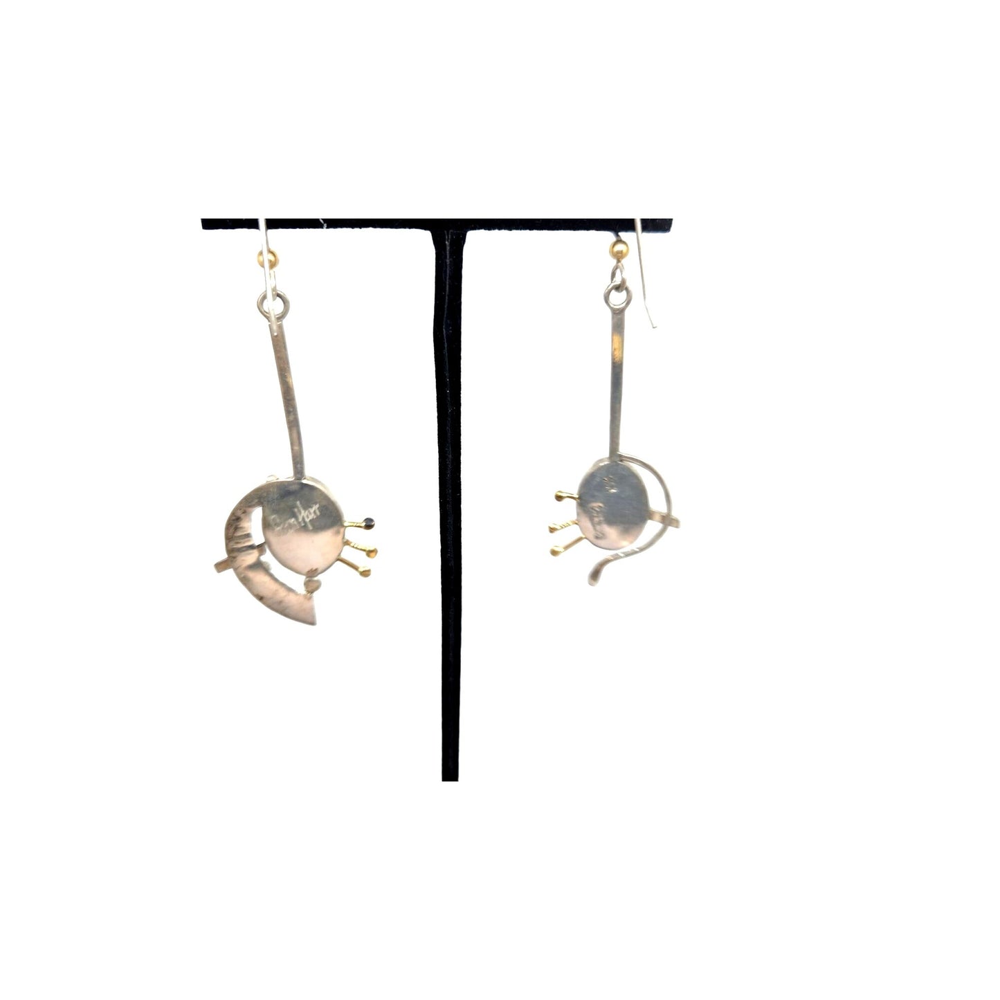 Sleeping Beauty Turquoise Earrings 10 Gr Silver Hooks Dangle Long 14K Gold Accents