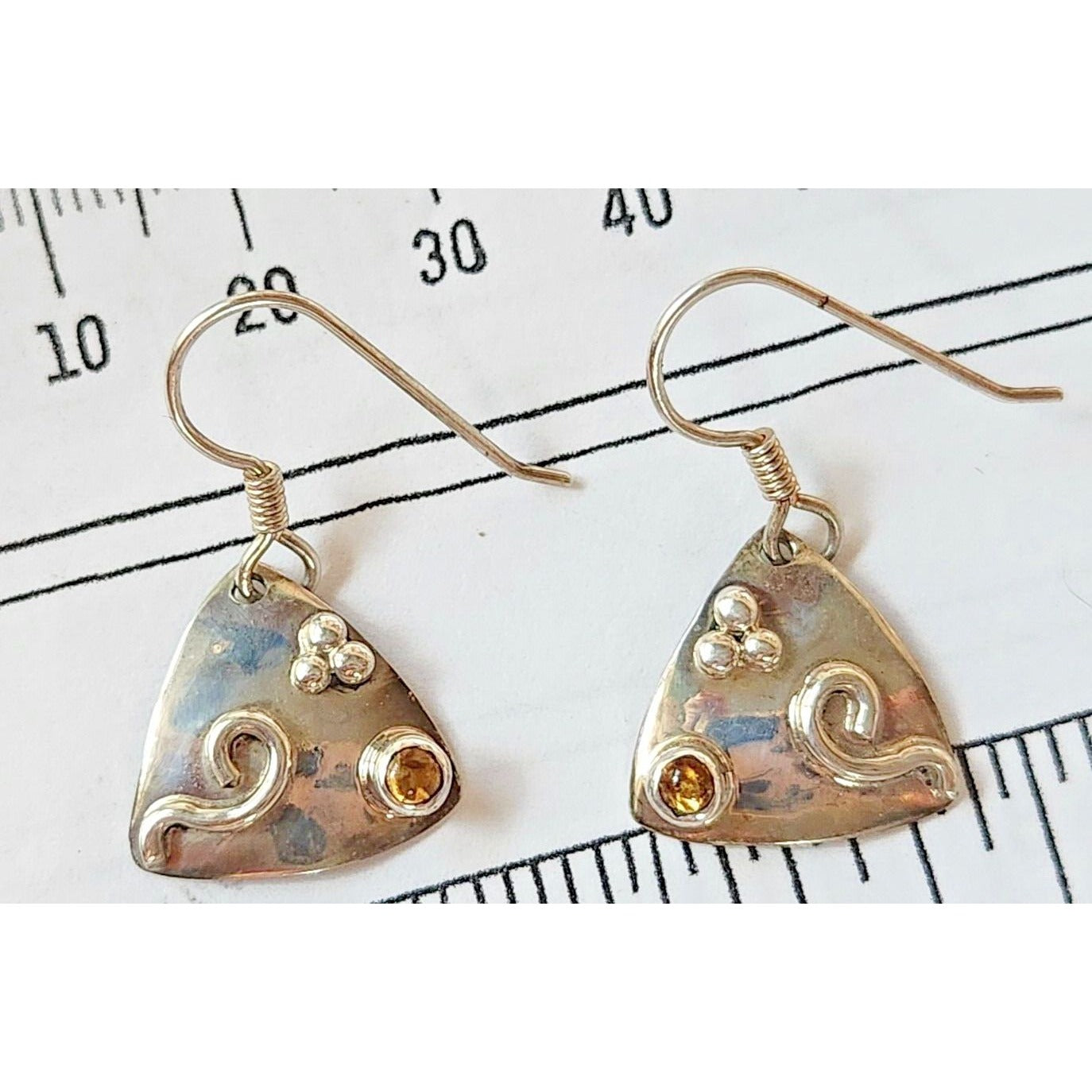 Jewelry Necklace Earrings Set Round Citrine 18" Silver Chain weight 9 Gr