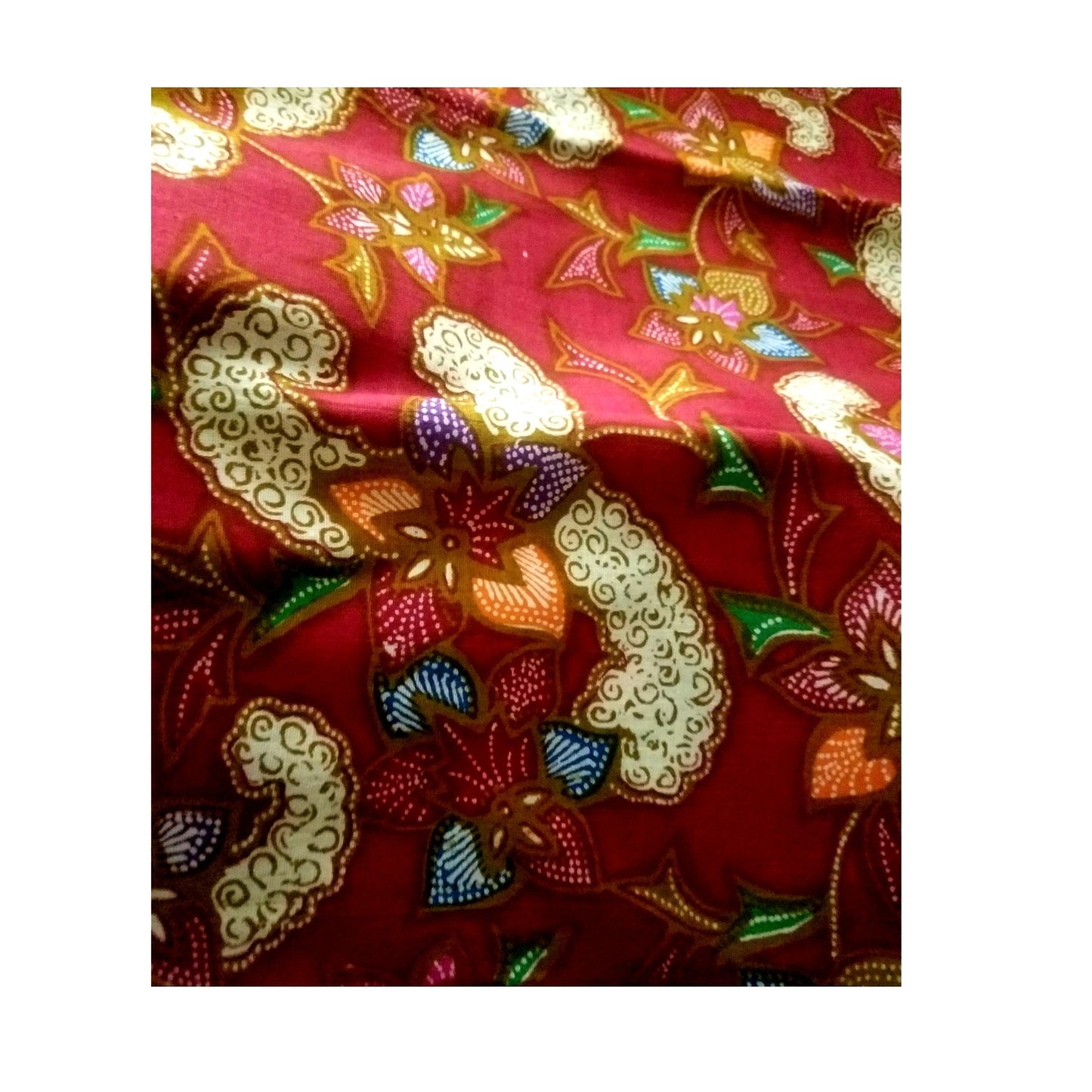 Material Fabric Cotton Red Blue White Brown 38" x 87' Flowers Hearts Leaves