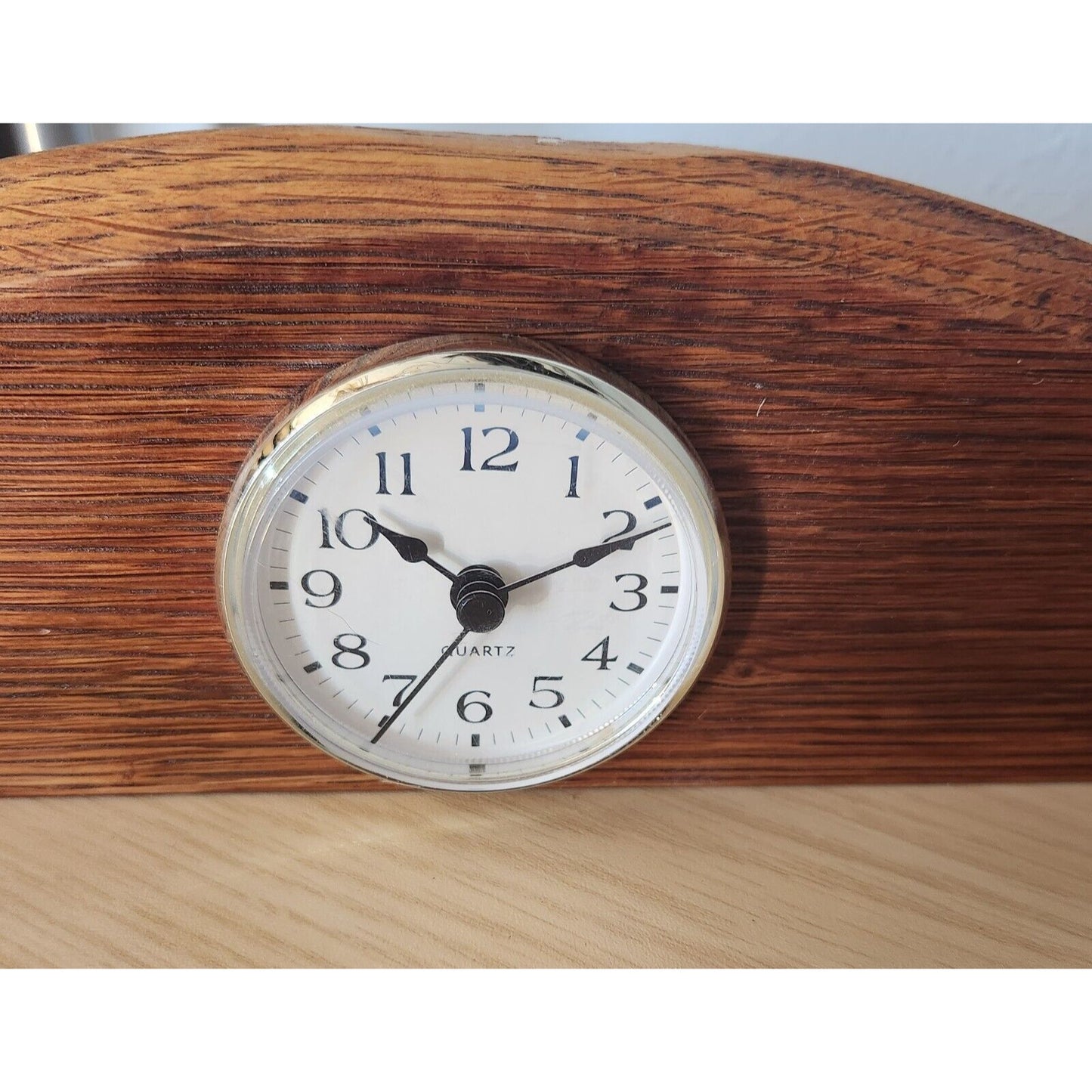 Clock Wine Barrel Top Wood Clock Wine Stained Hanger 16 " x 4 " x 1"