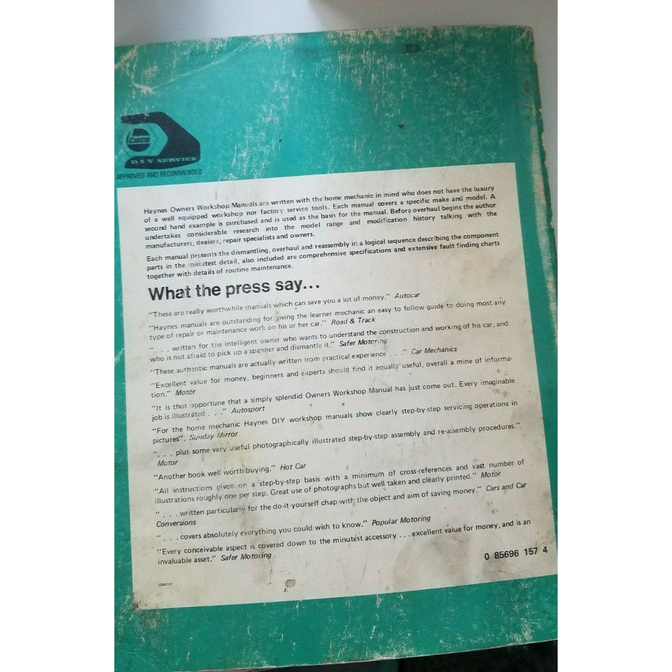 1970 thru 1974 Haynes Opel Manta Coupe1584cc 1897cc Auto Repair Manual