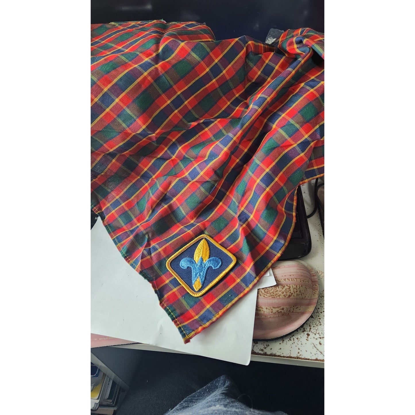 Boy Scouts of America BSA Cub Scouts Webelos Neckerchief Bandana Scarf Plaid Vtg