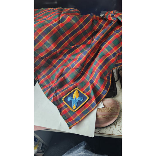 Boy Scouts of America BSA Cub Scouts Webelos Neckerchief Bandana Scarf Plaid Vtg