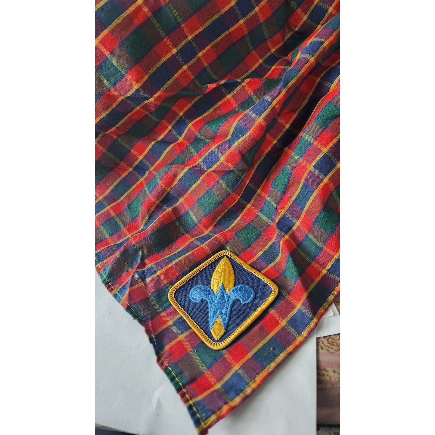 Boy Scouts of America BSA Cub Scouts Webelos Neckerchief Bandana Scarf Plaid Vtg
