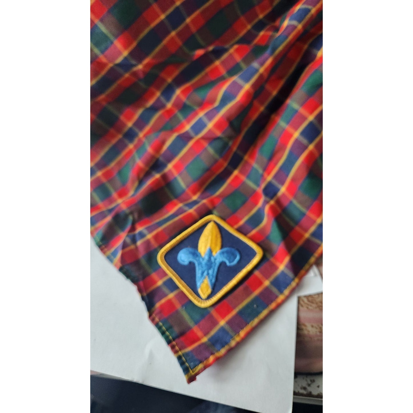 Boy Scouts of America BSA Cub Scouts Webelos Neckerchief Bandana Scarf Plaid Vtg